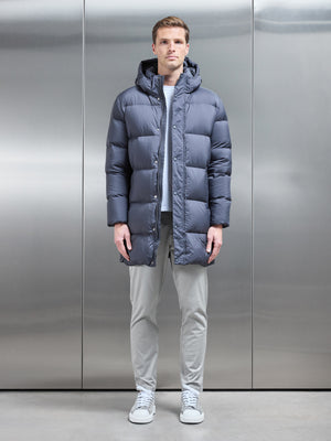 Goose Down Mid Length Jacket in Grey