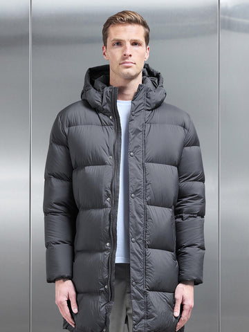 Goose Down Mid Length Jacket in Grey