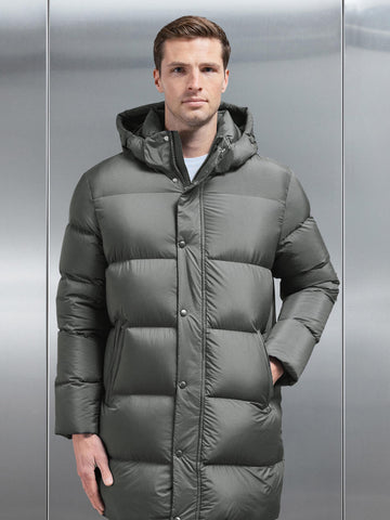 Goose Down Mid Length Jacket in Olive
