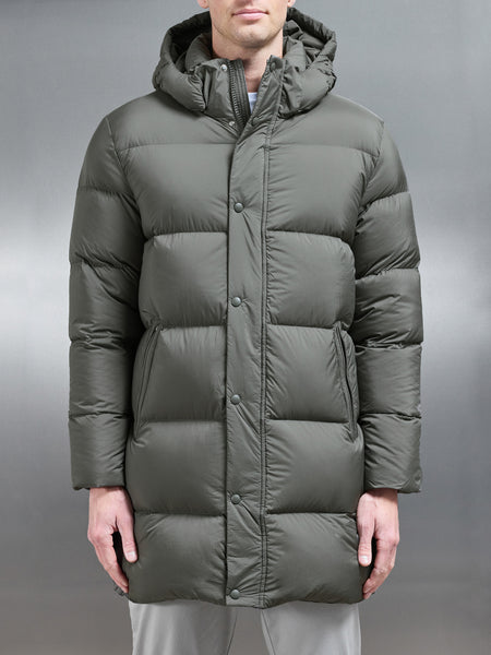 Goose Down Mid Length Jacket in Olive