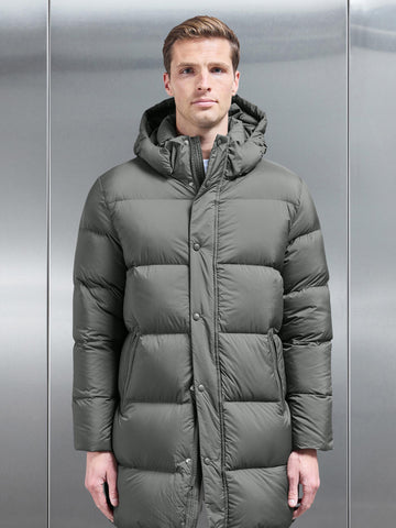 Goose Down Mid Length Jacket in Olive