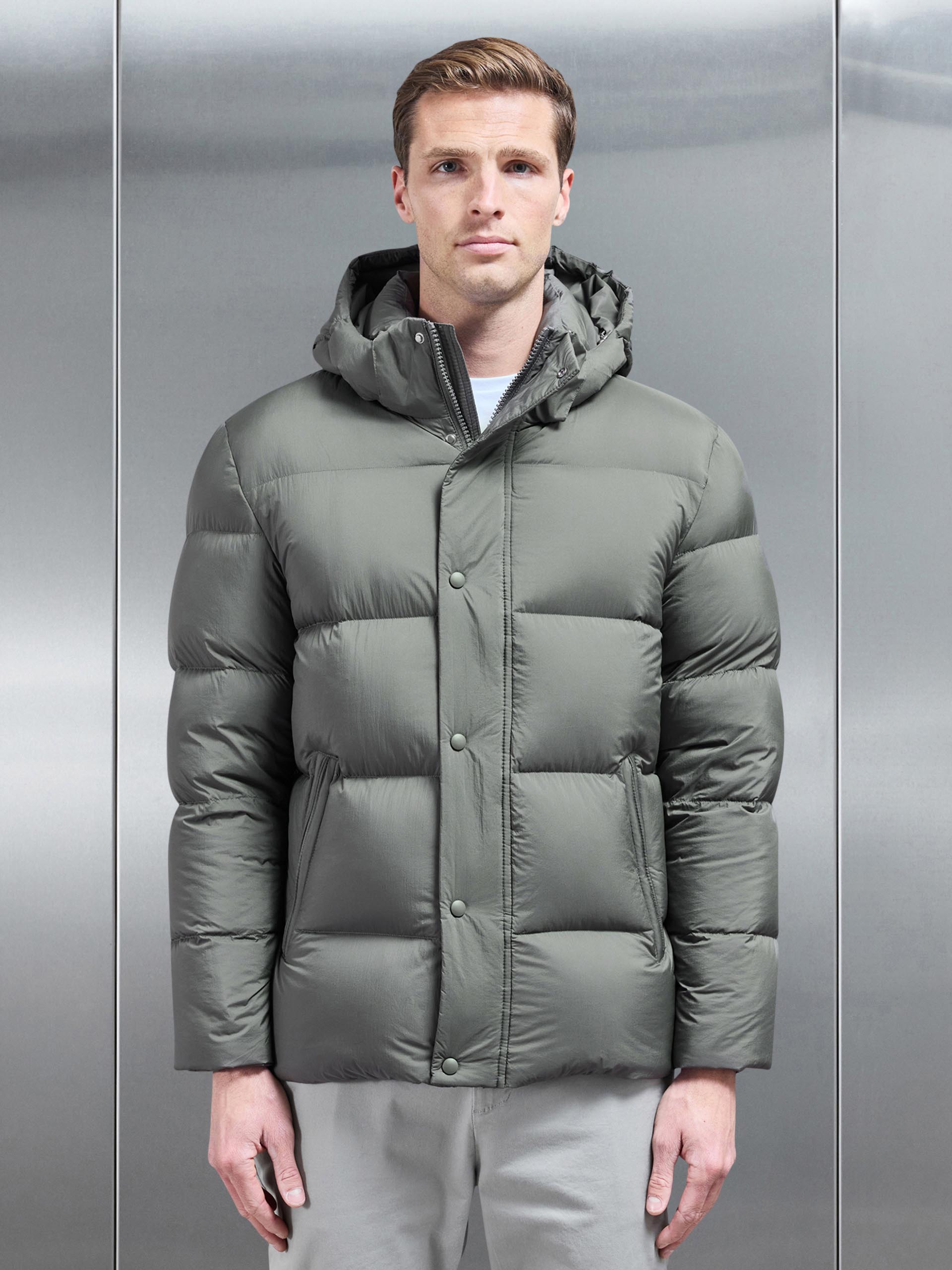 Goose Down Short Length Jacket in Olive