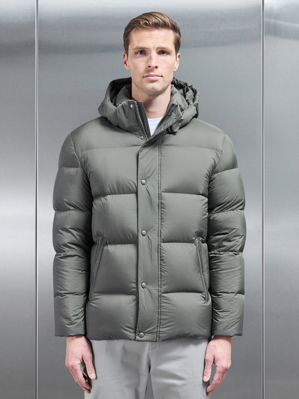 Goose Down Short Length Jacket in Olive
