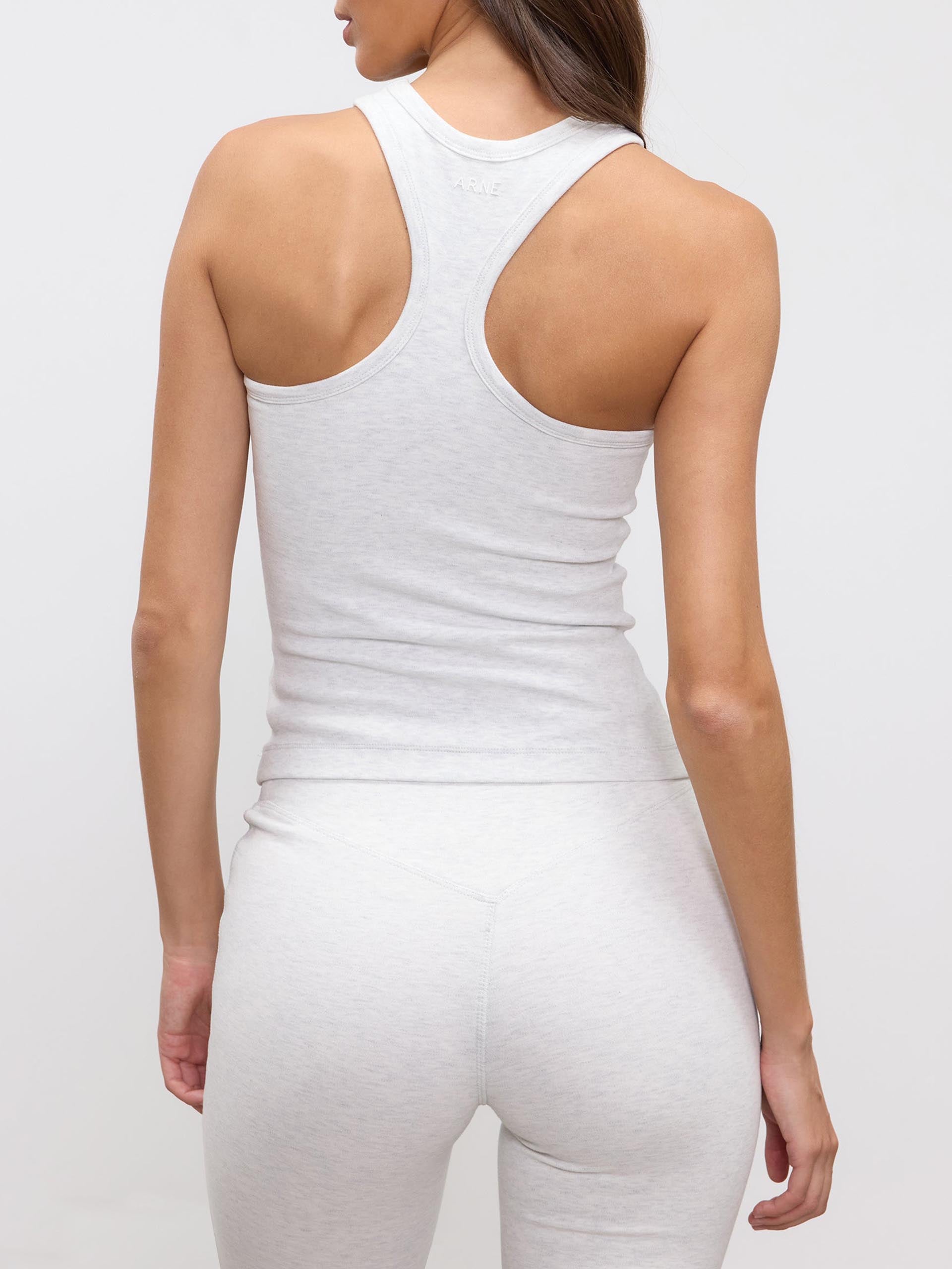 Womens Brushed Cotton Jersey Racer Vest in Marl Grey