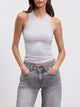 Womens Cotton Jersey Racer Vest in Marl Grey
