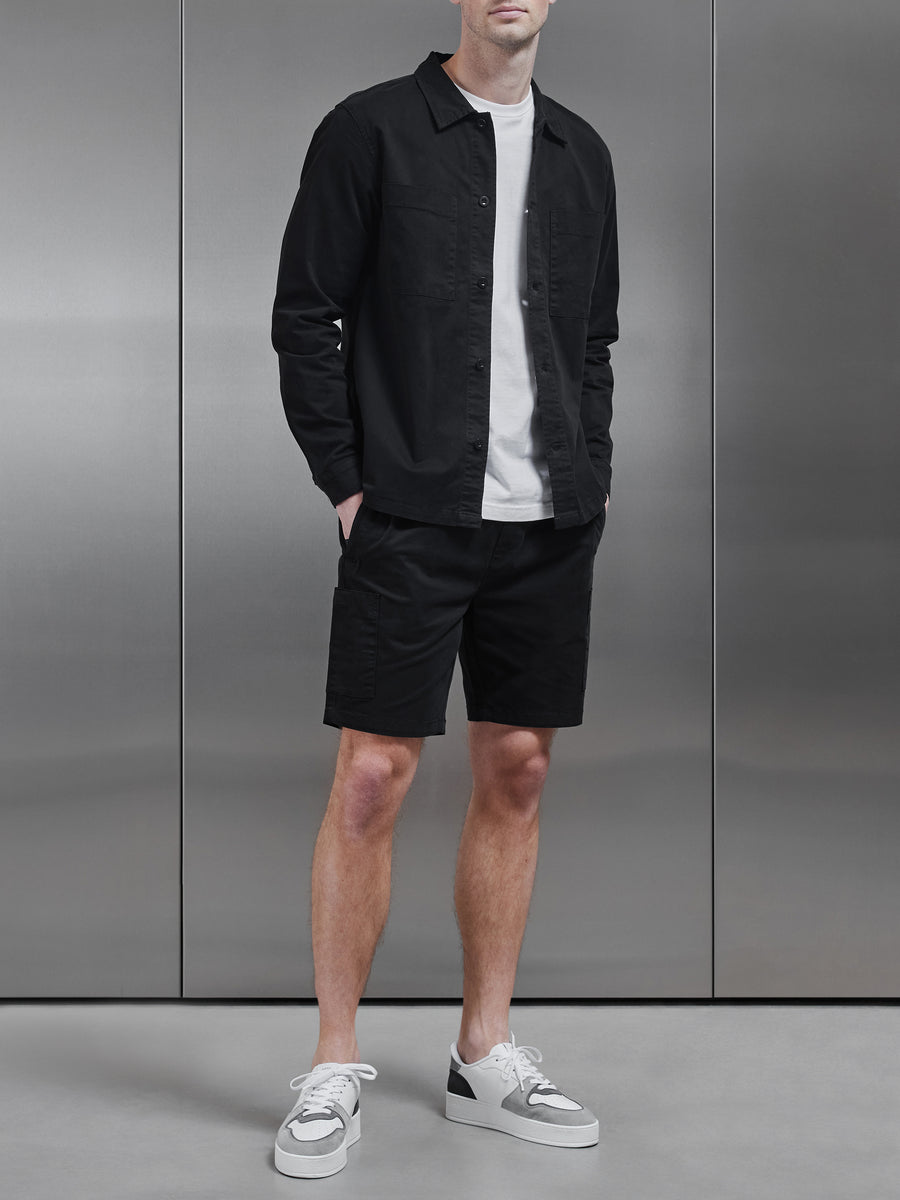 Garment Dye Cargo Short in Black