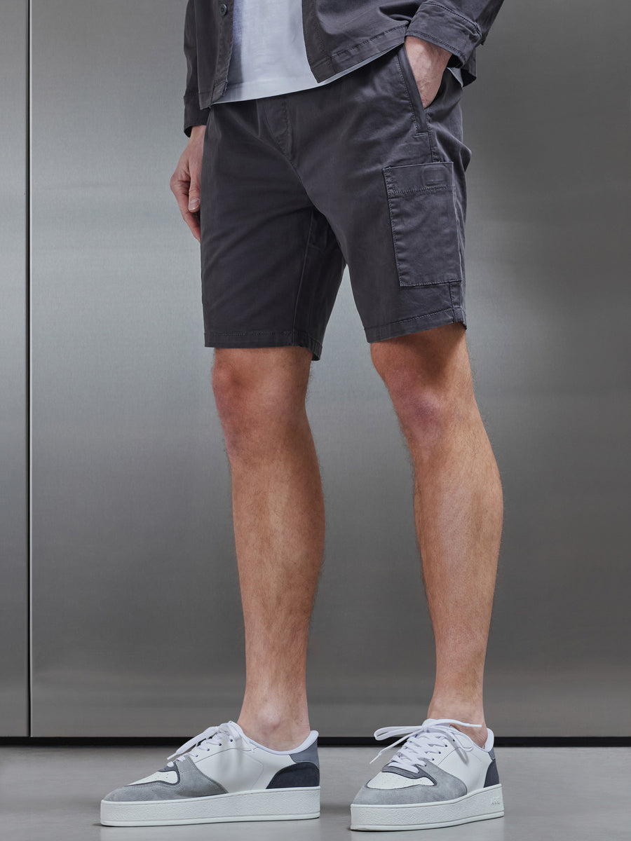 Garment Dye Cargo Short in Grey