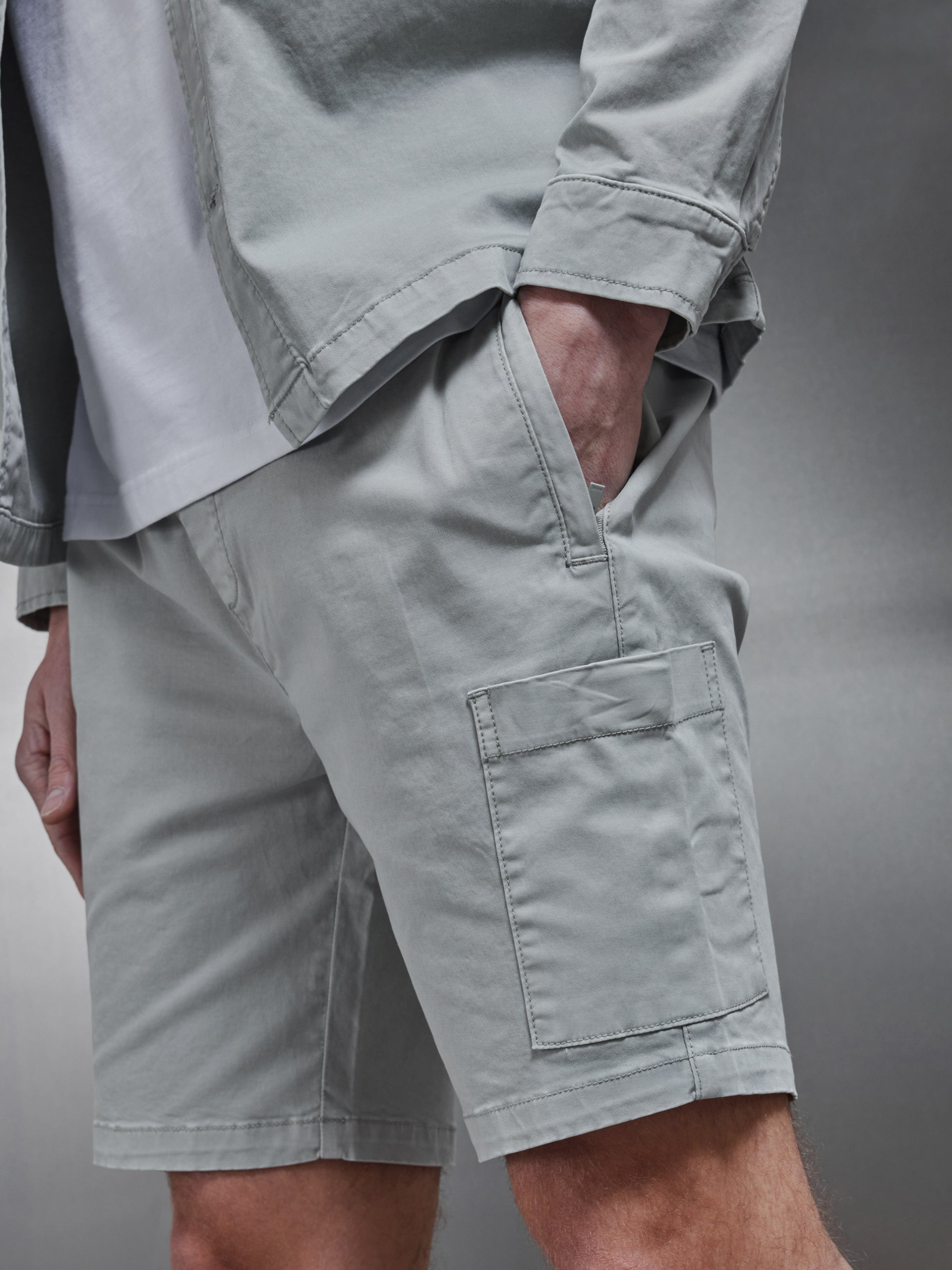 Garment Dye Cargo Short in Stone