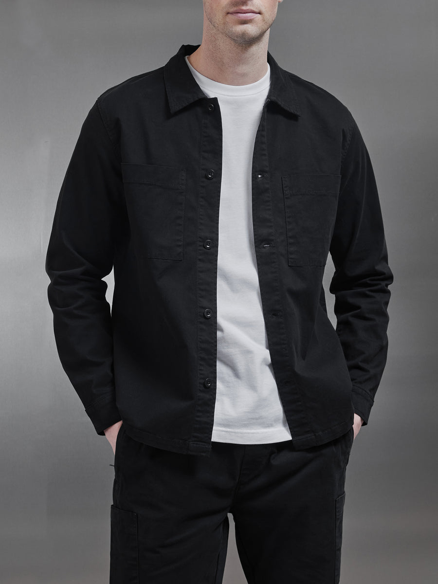 Garment Dye Overshirt in Black