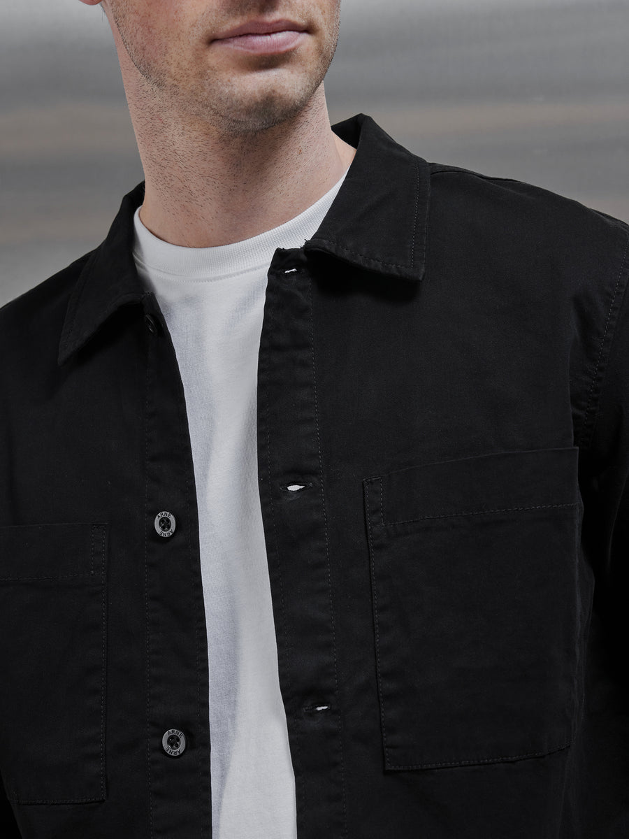 Garment Dye Overshirt in Black