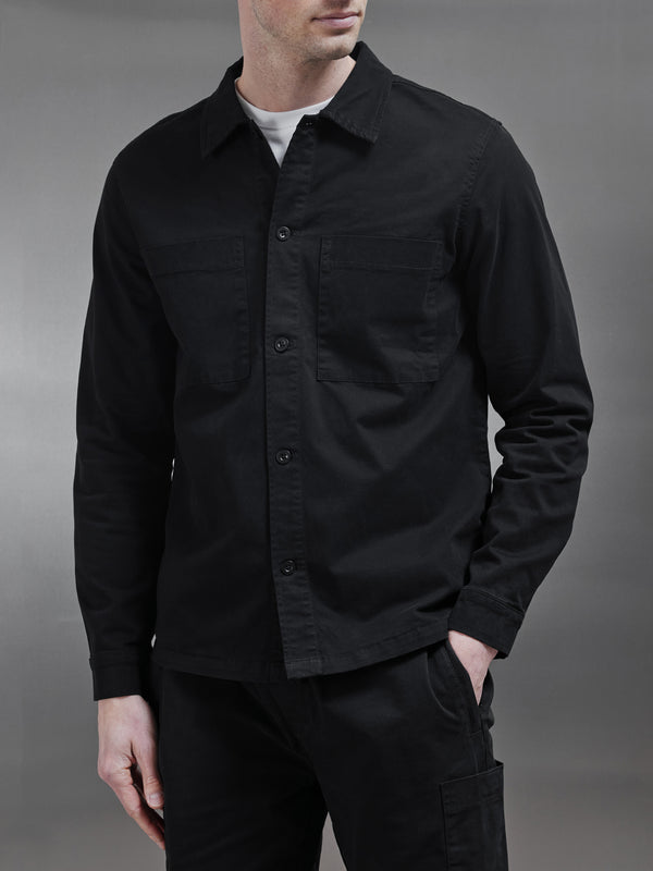 Garment Dye Overshirt in Black