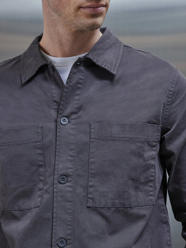 Garment Dye Overshirt in Grey