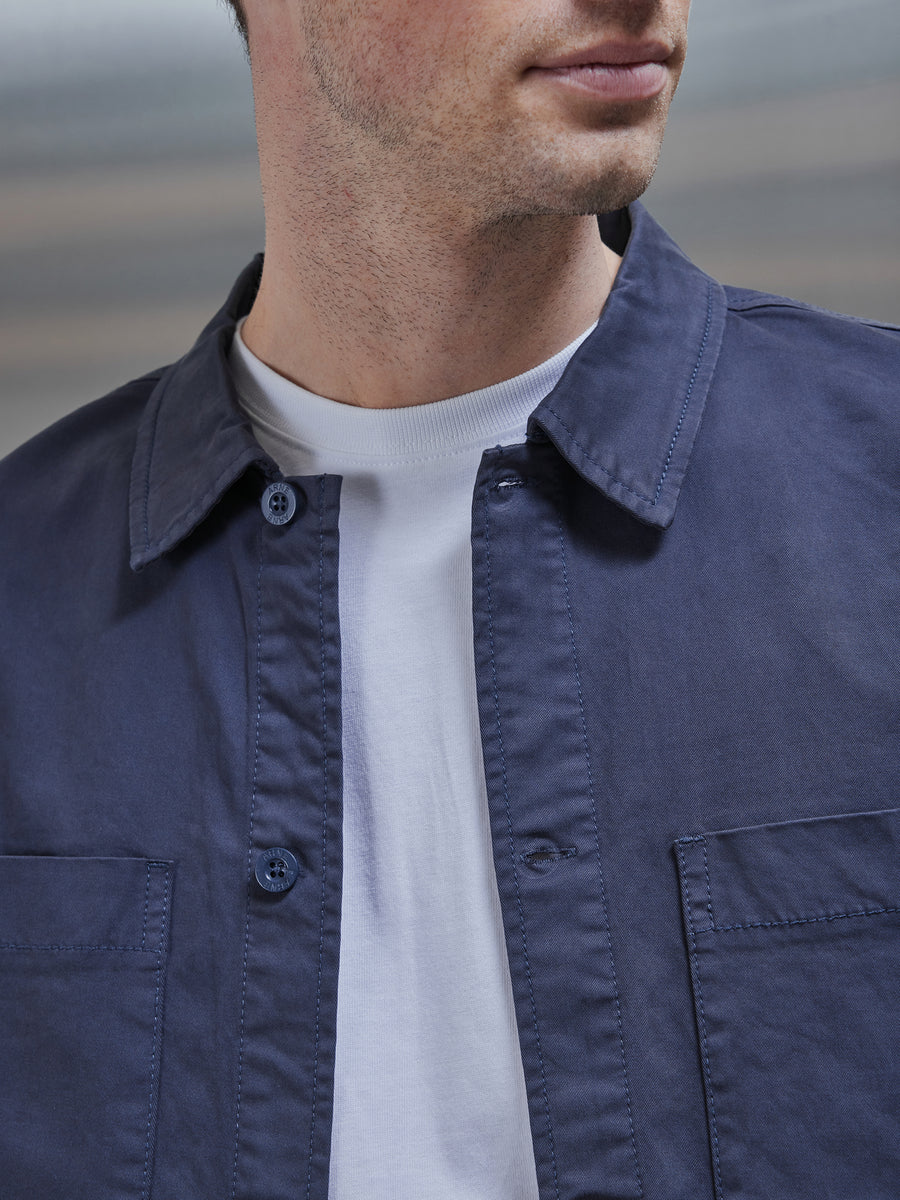 Garment Dye Overshirt in Navy