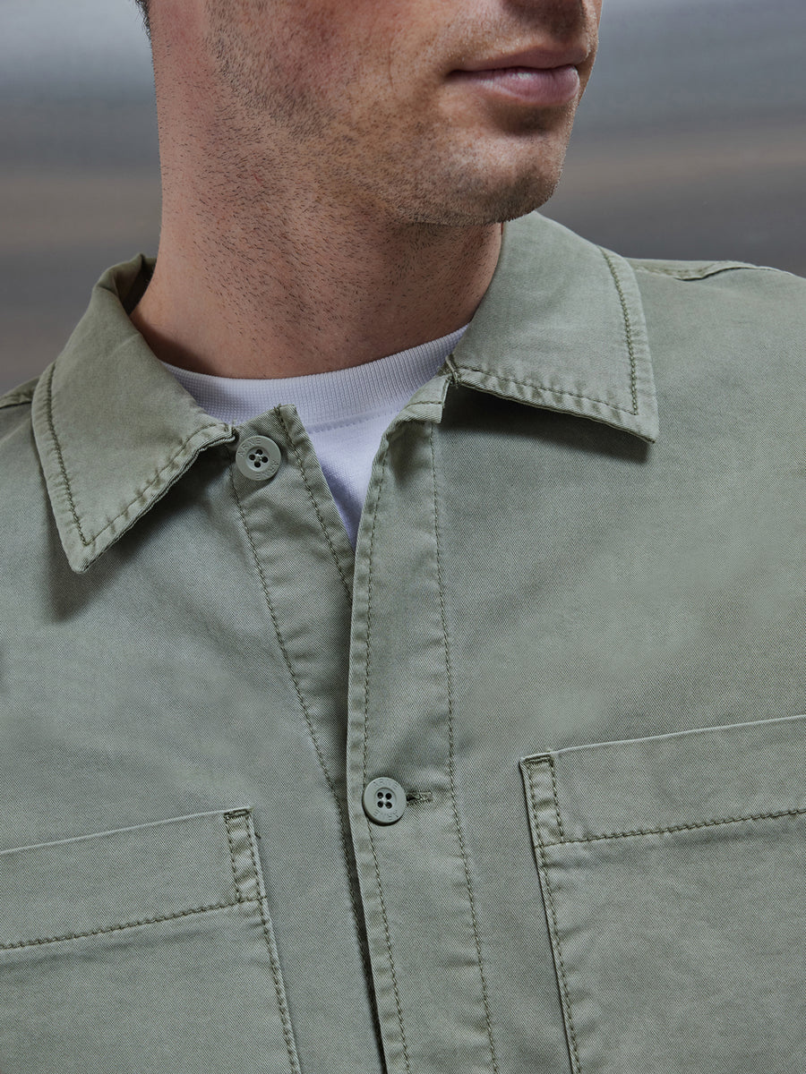 Garment Dye Overshirt in Olive