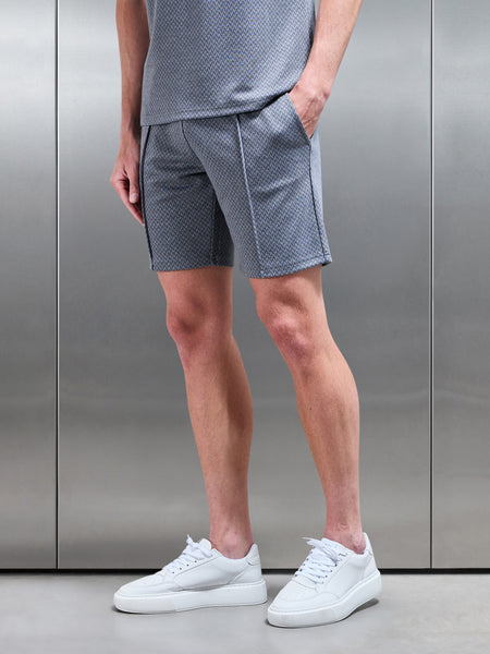 Herringbone Textured Short in Navy