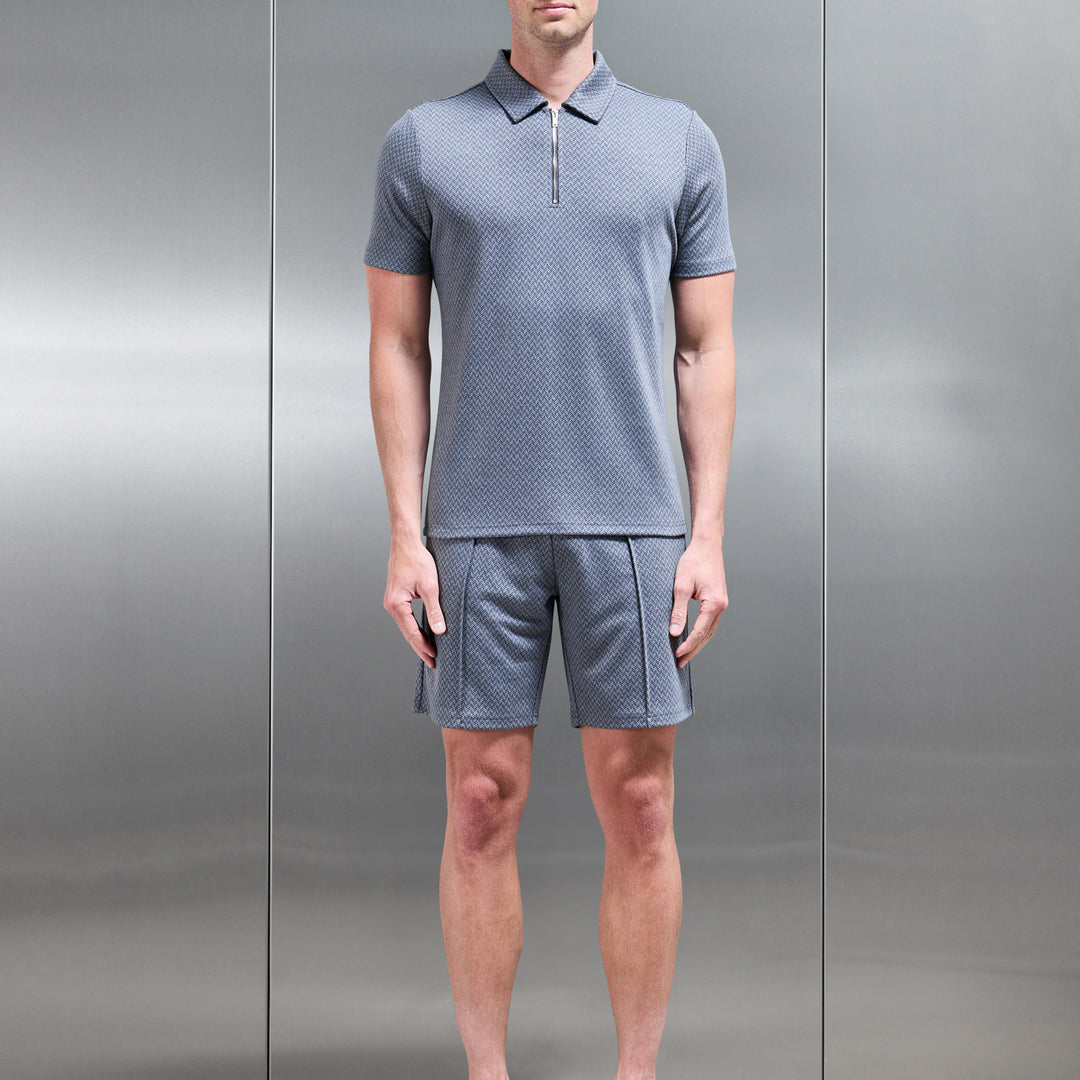 Herringbone Textured Short in Navy