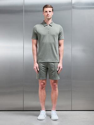 Herringbone Textured Short in Olive