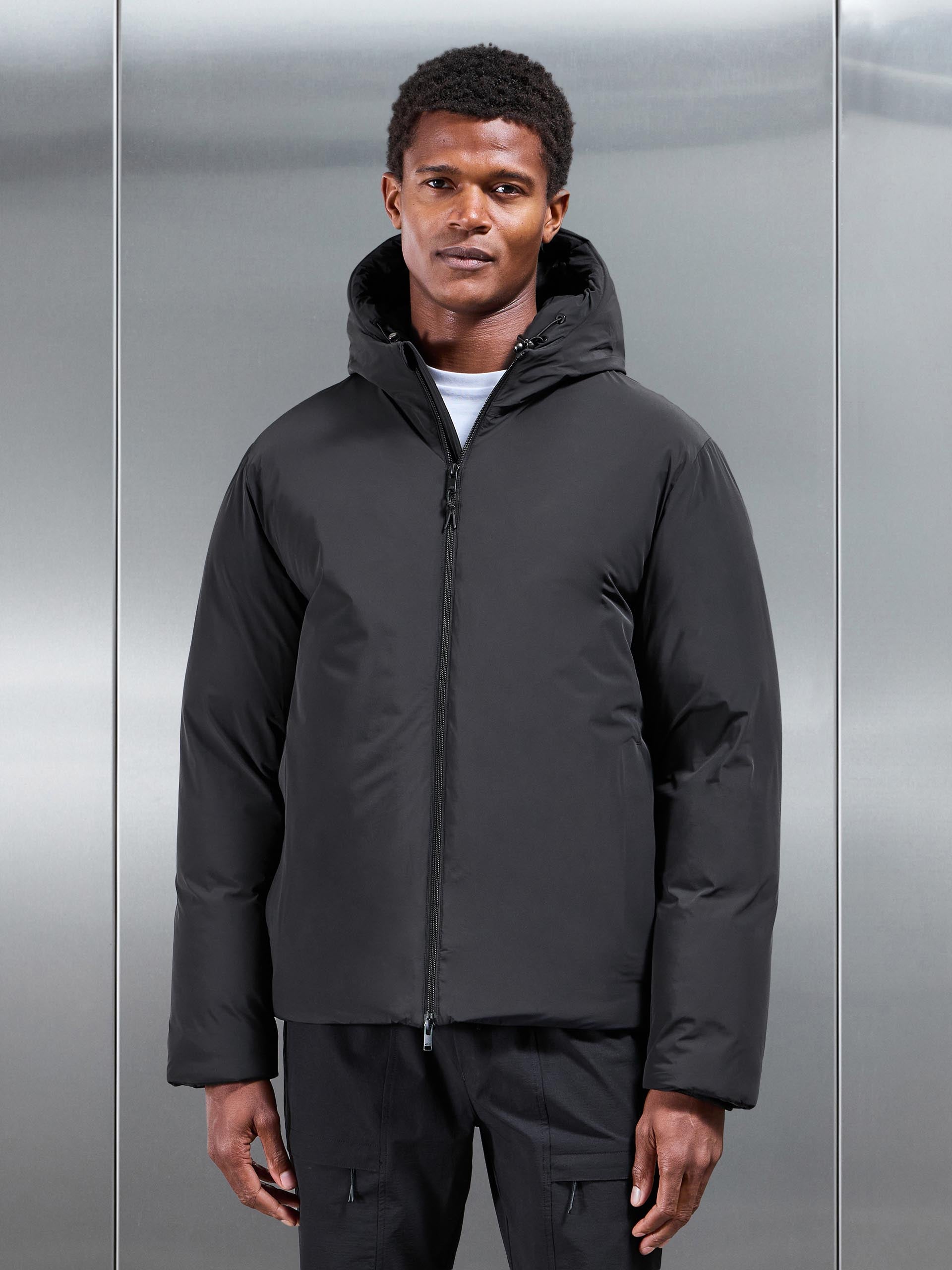 Hooded Puffer Jacket in Black