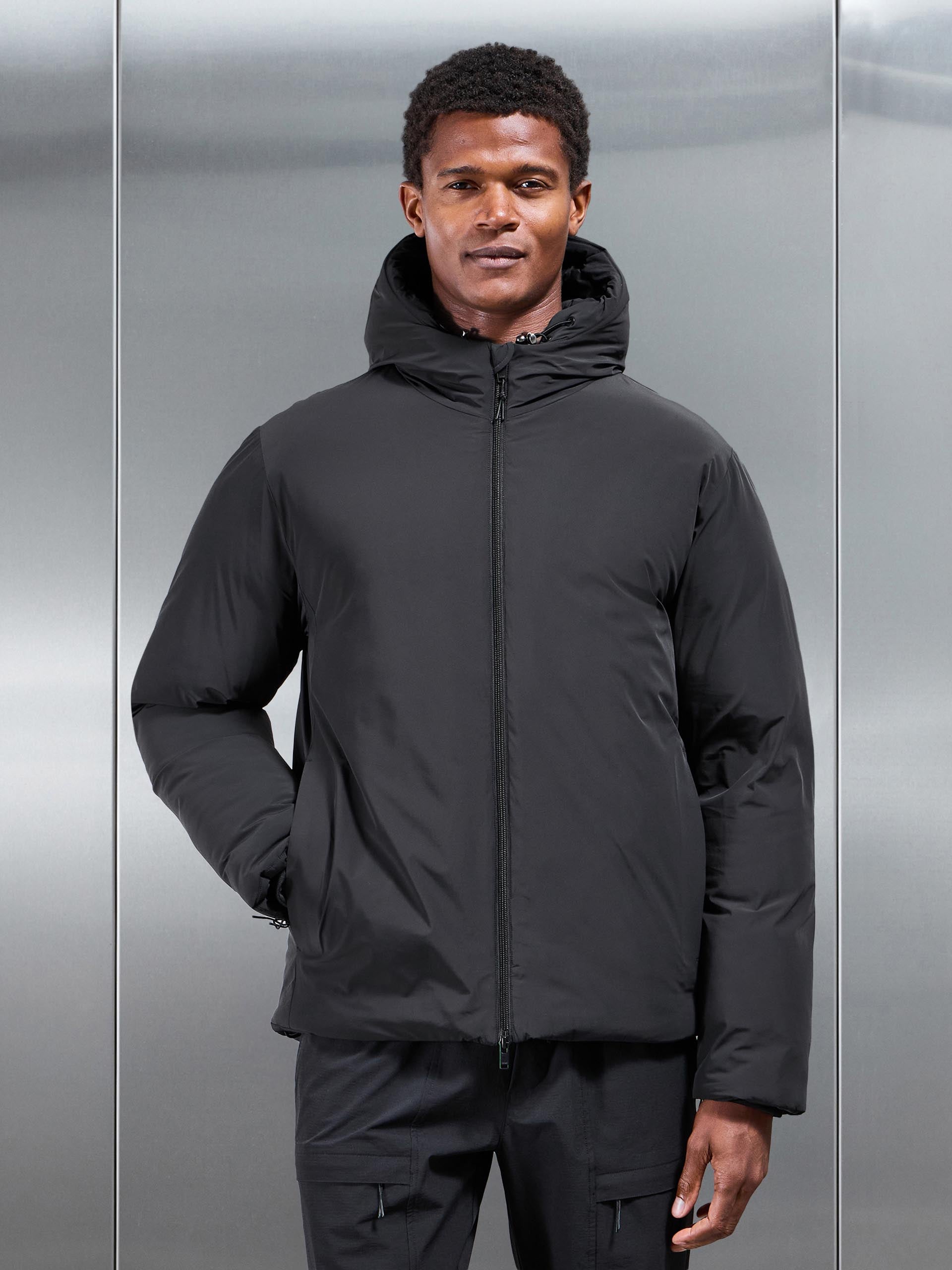 Hooded Puffer Jacket in Black