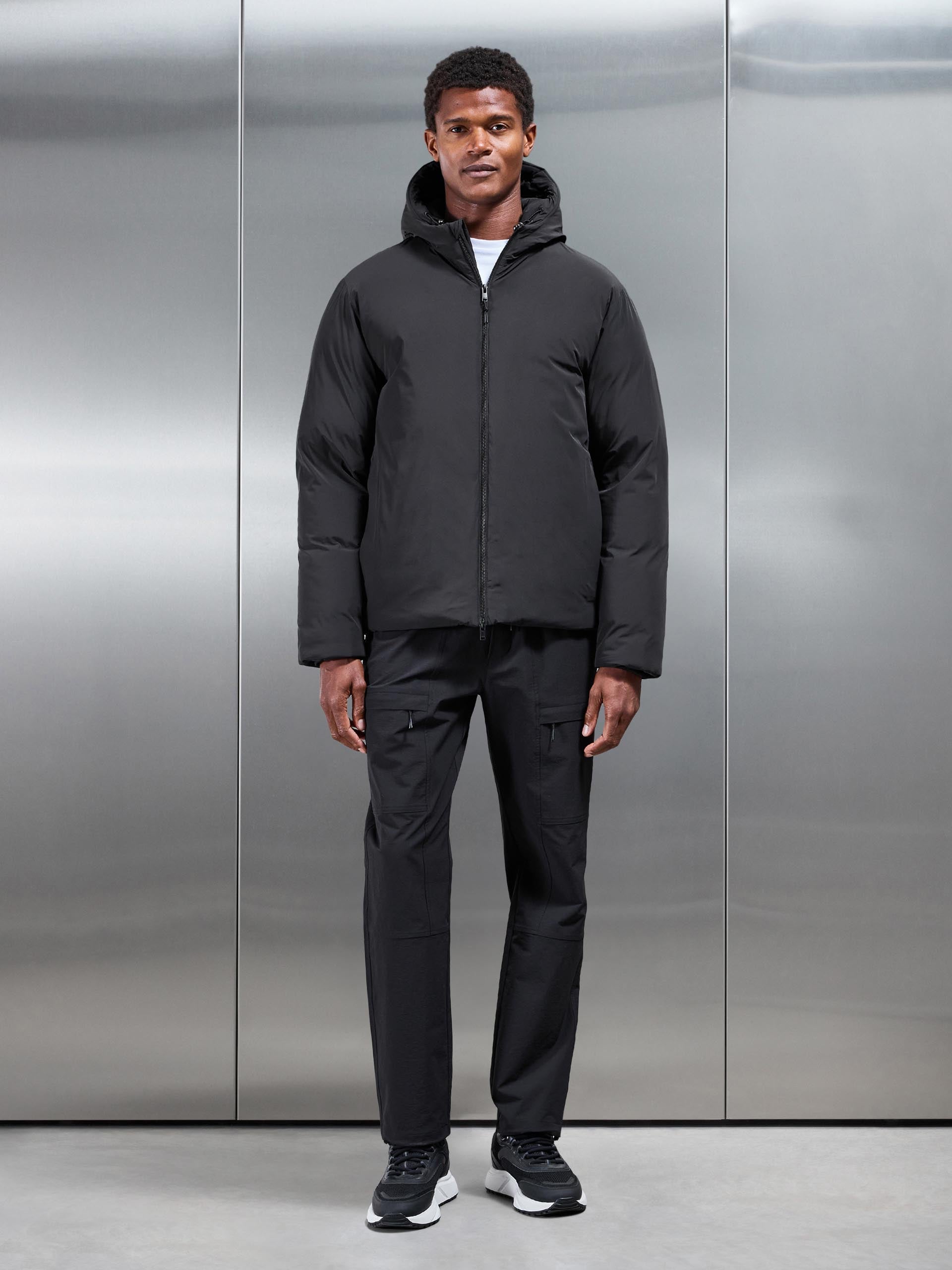 Hooded Puffer Jacket in Black