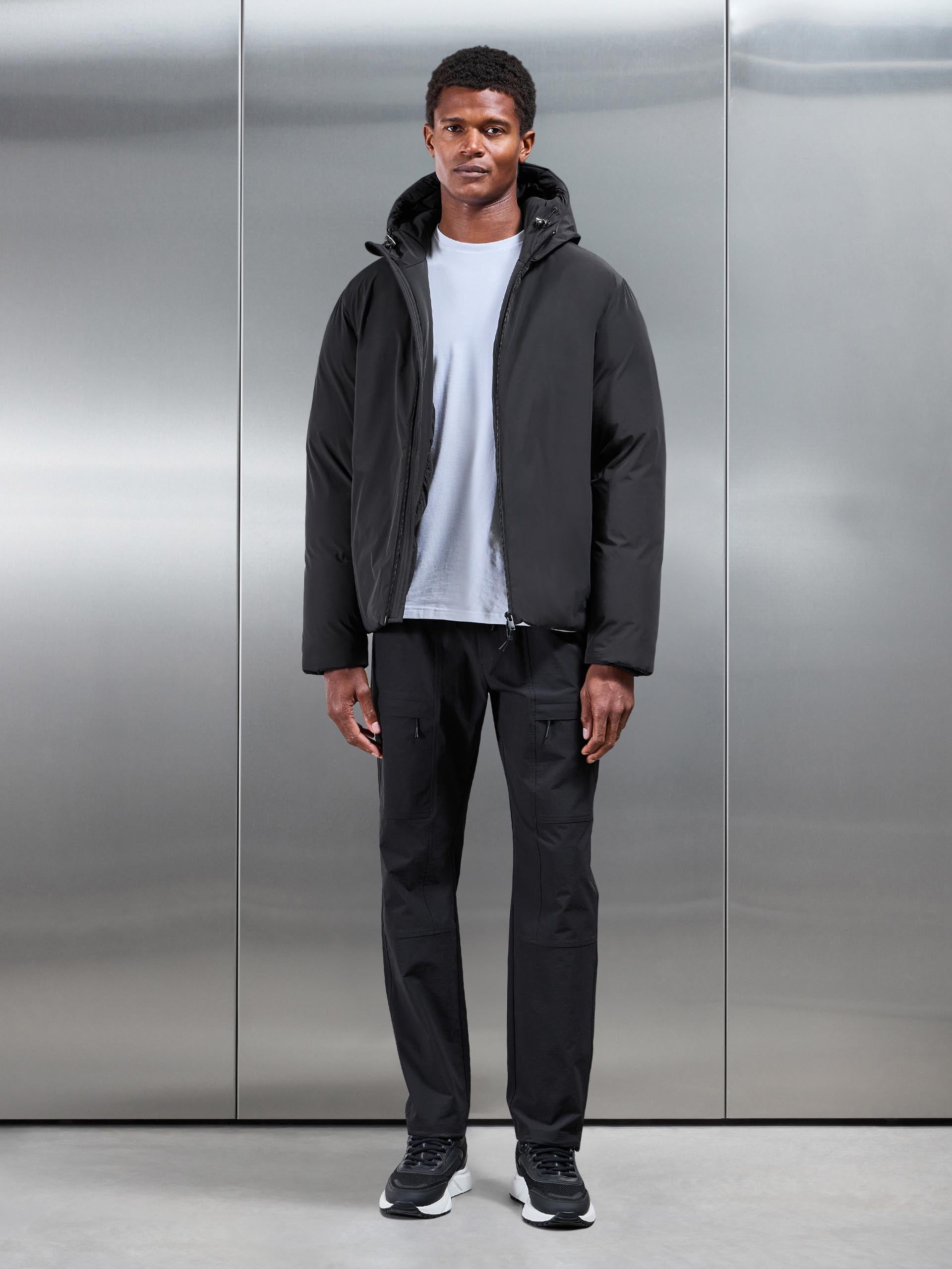 Hooded Puffer Jacket in Black