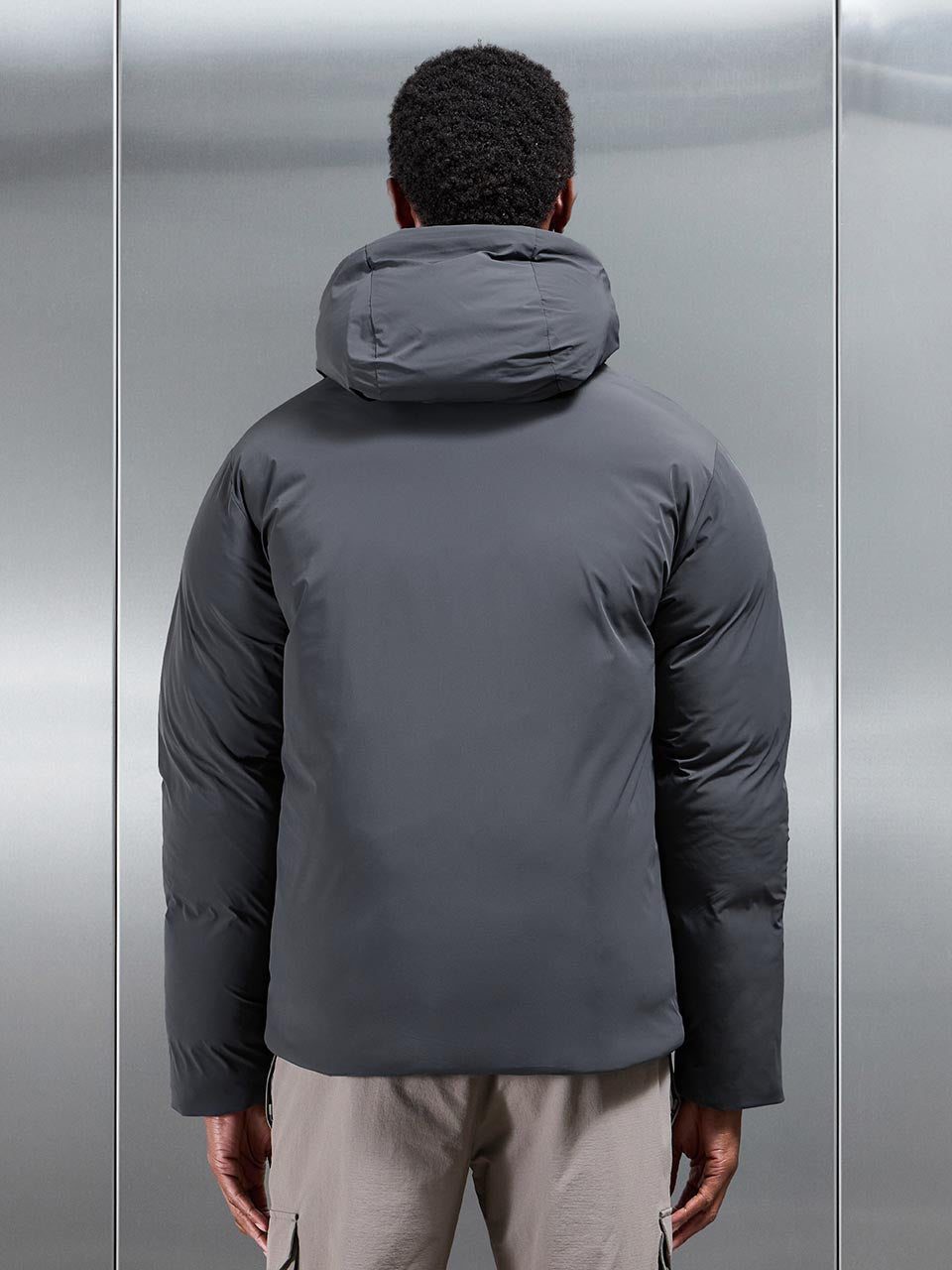 Hooded Puffer Jacket in Grey