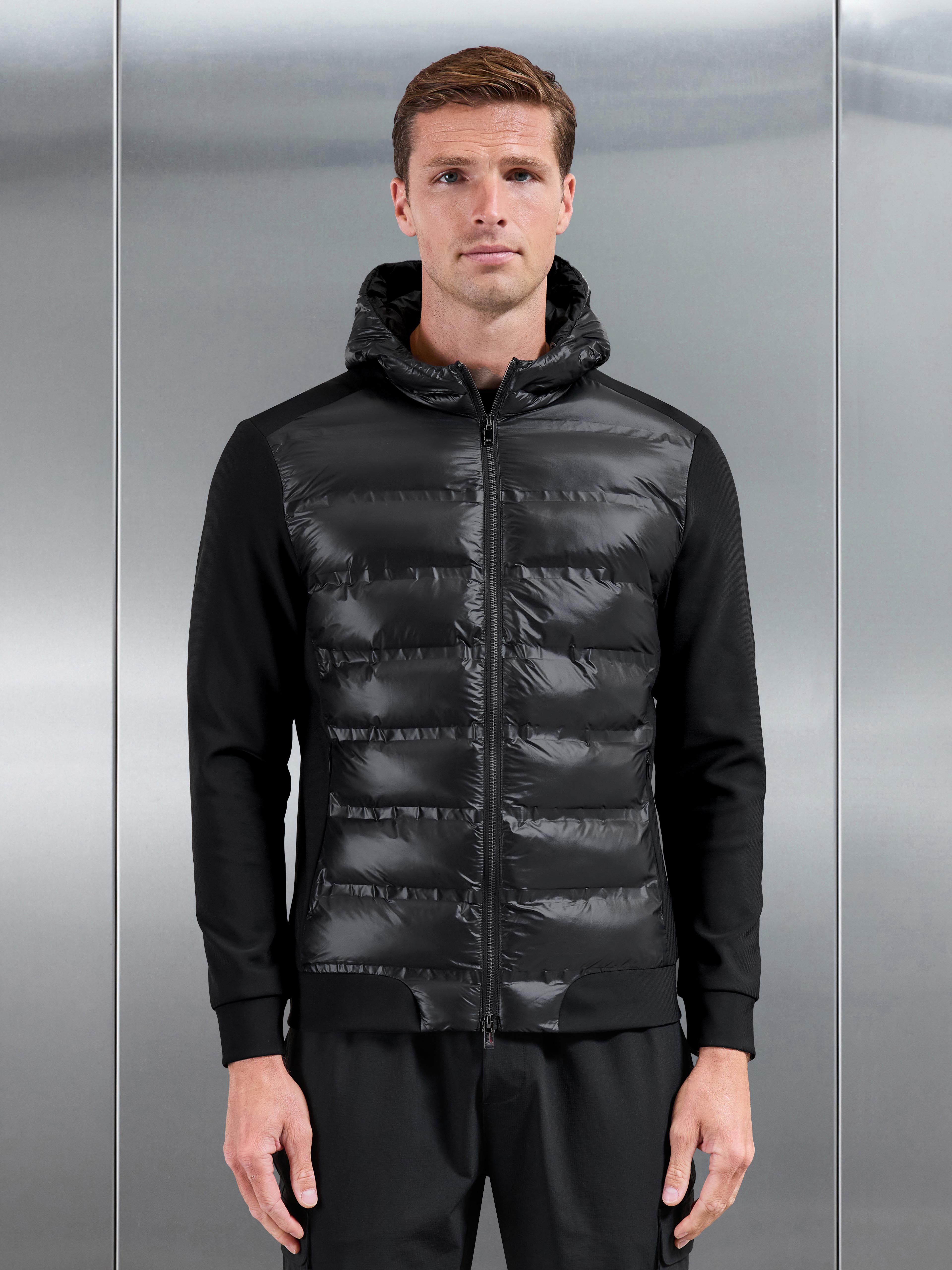 Hybrid Puffer Jacket in Black | ARNE US