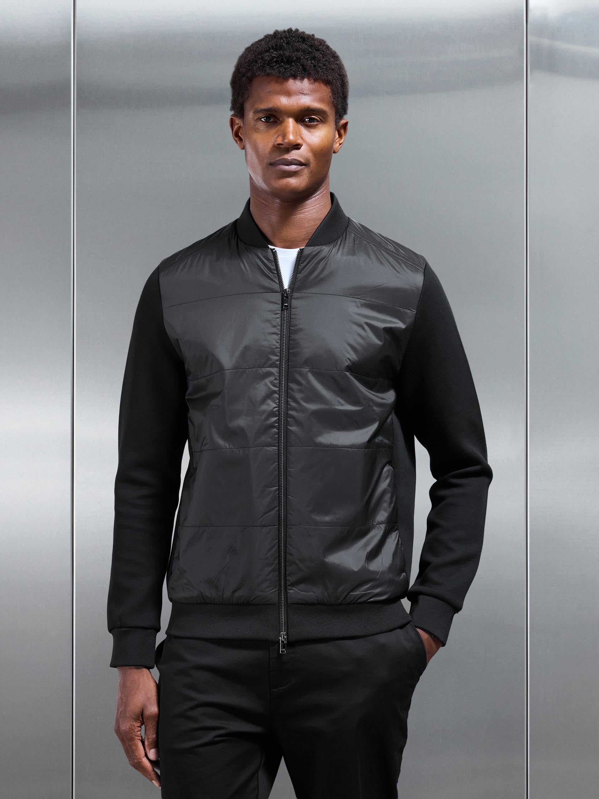 Hybrid Bomber Jacket in Black