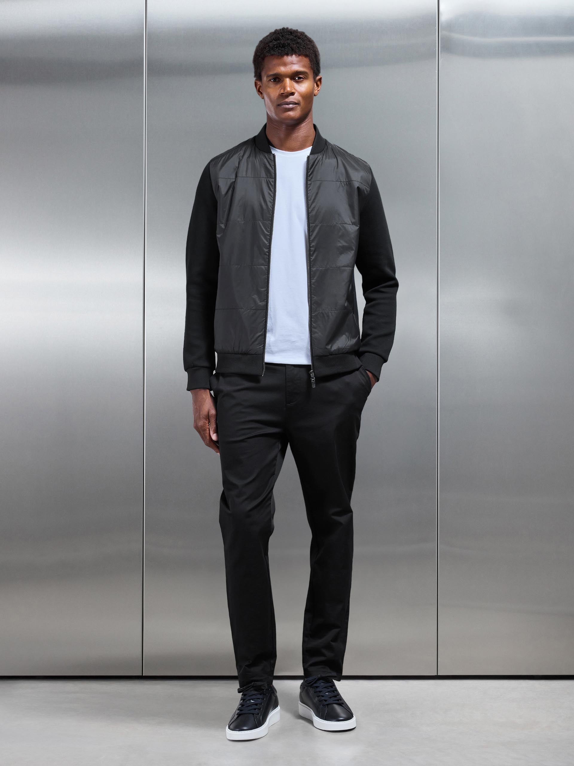 Hybrid Bomber Jacket in Black