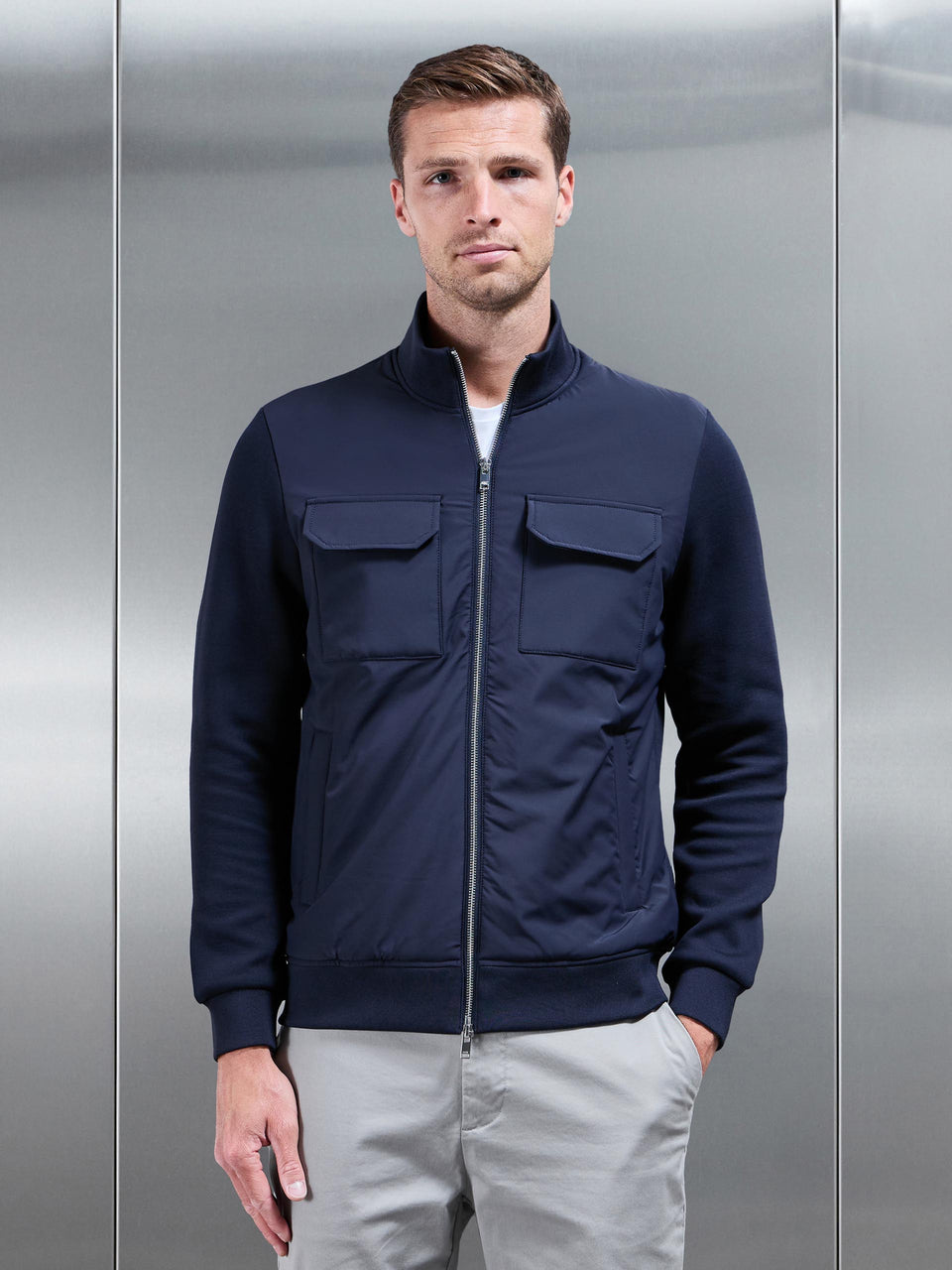 Hybrid Cargo Jacket in Navy