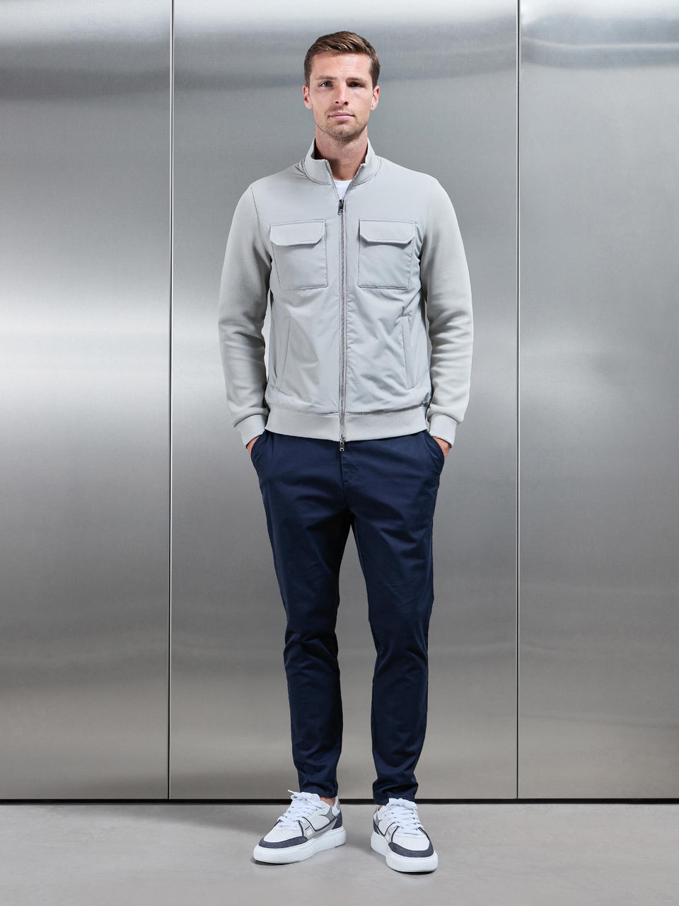 Hybrid Cargo Jacket in Stone