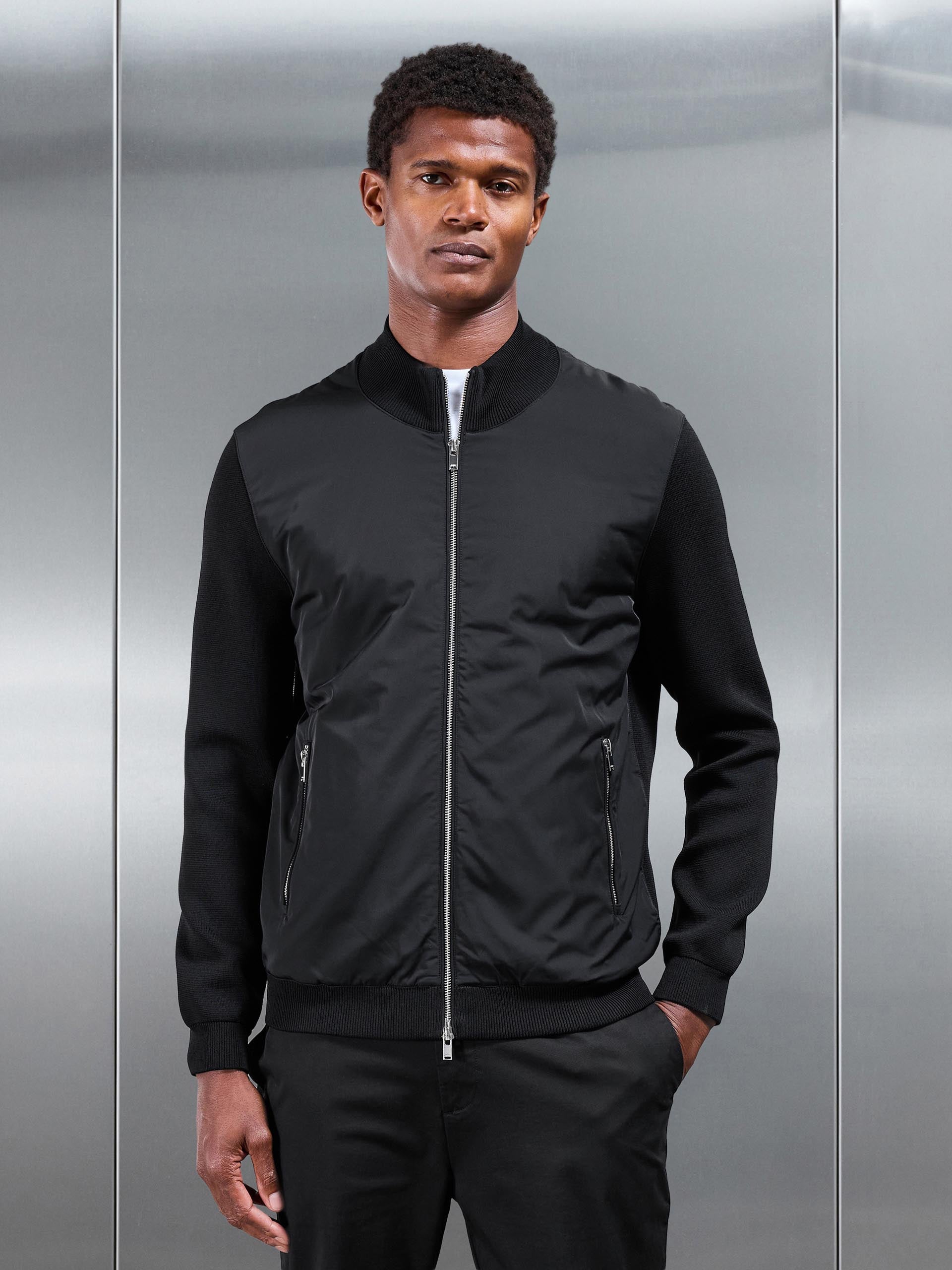 Hybrid Knitted Jacket in Black