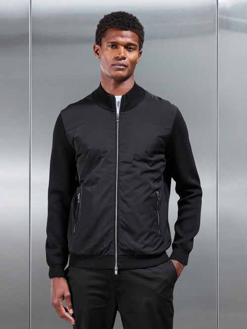 Hybrid Knitted Jacket in Black