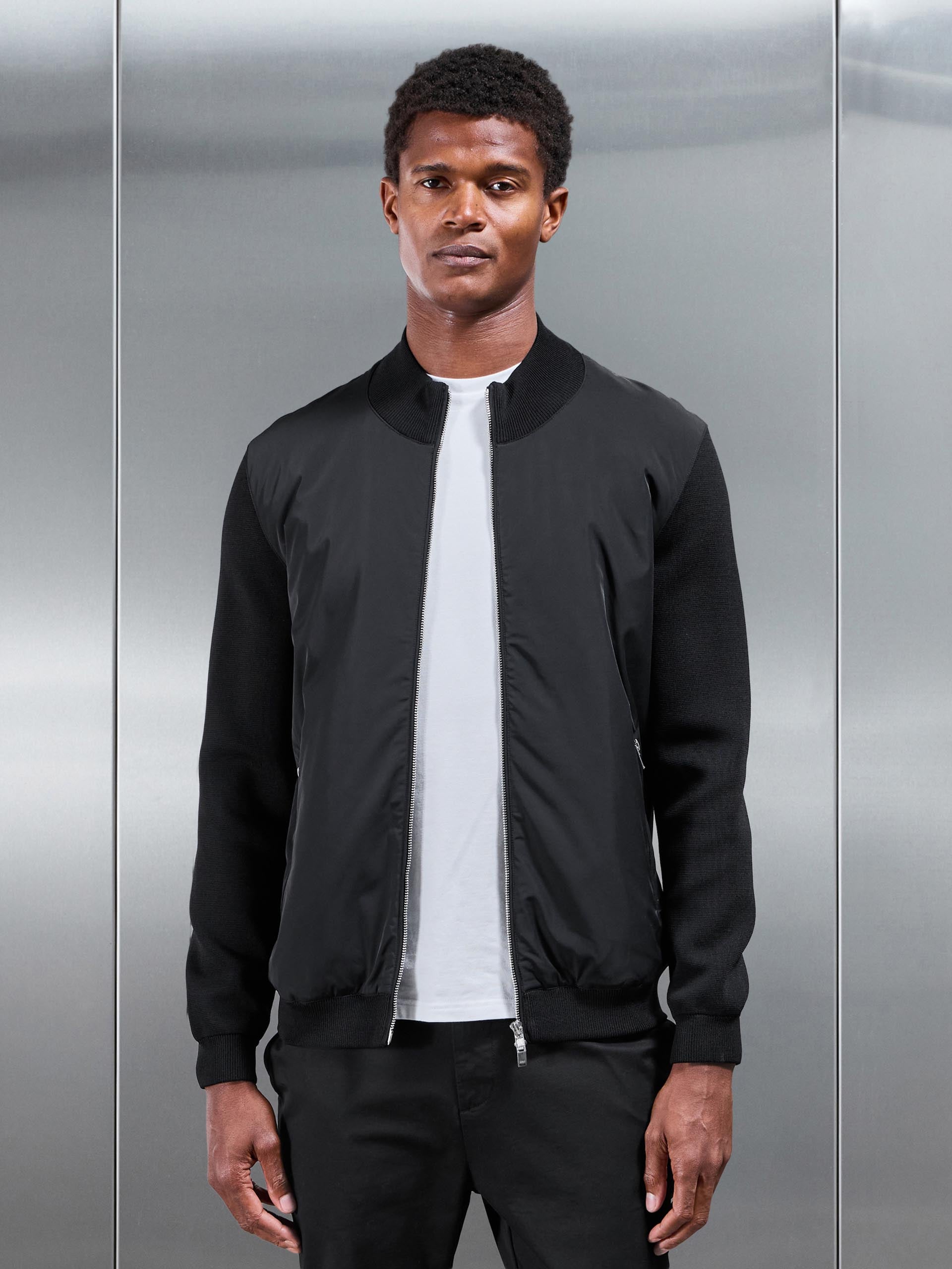 Hybrid Knitted Jacket in Black