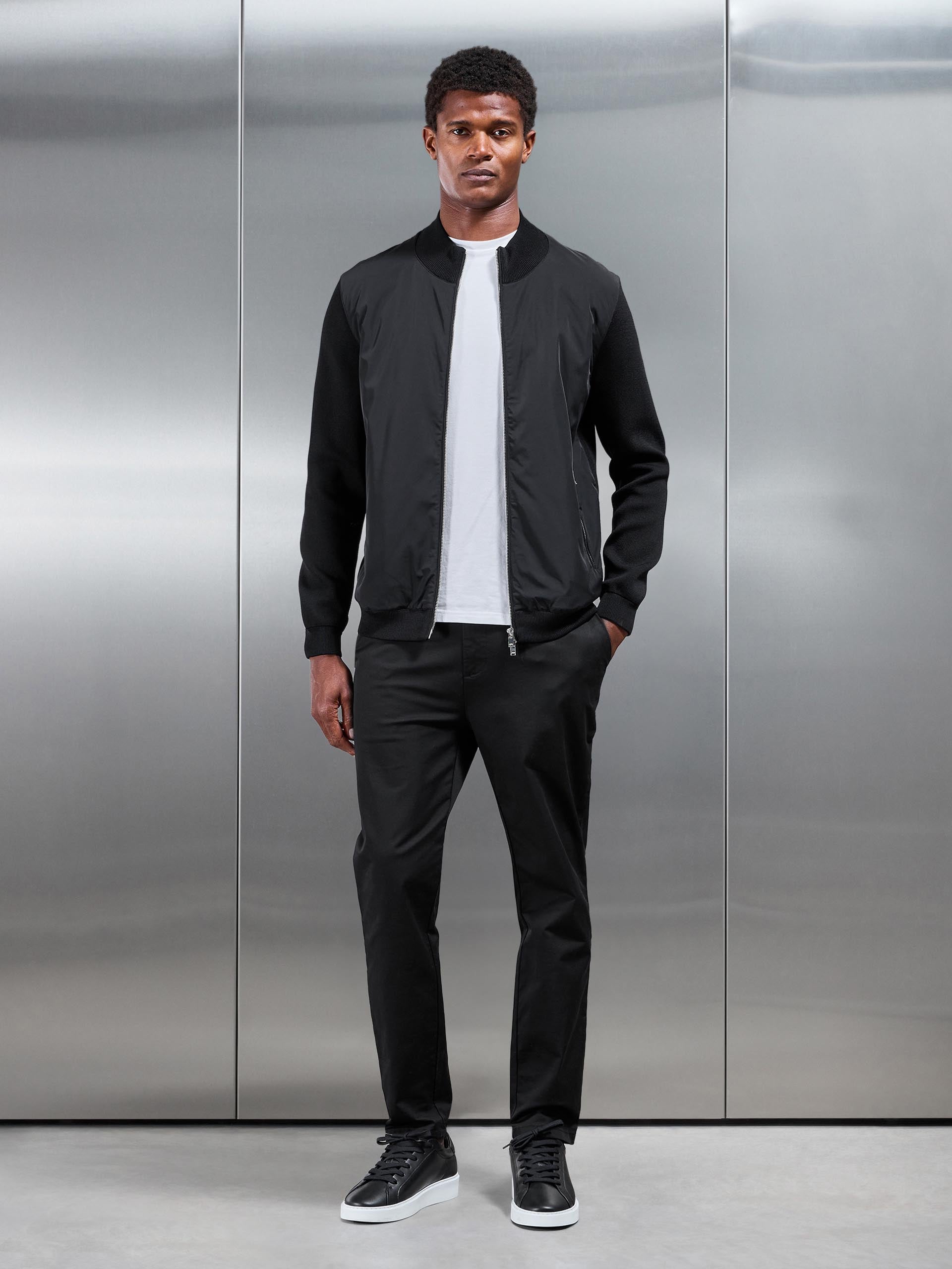 Hybrid Knitted Jacket in Black