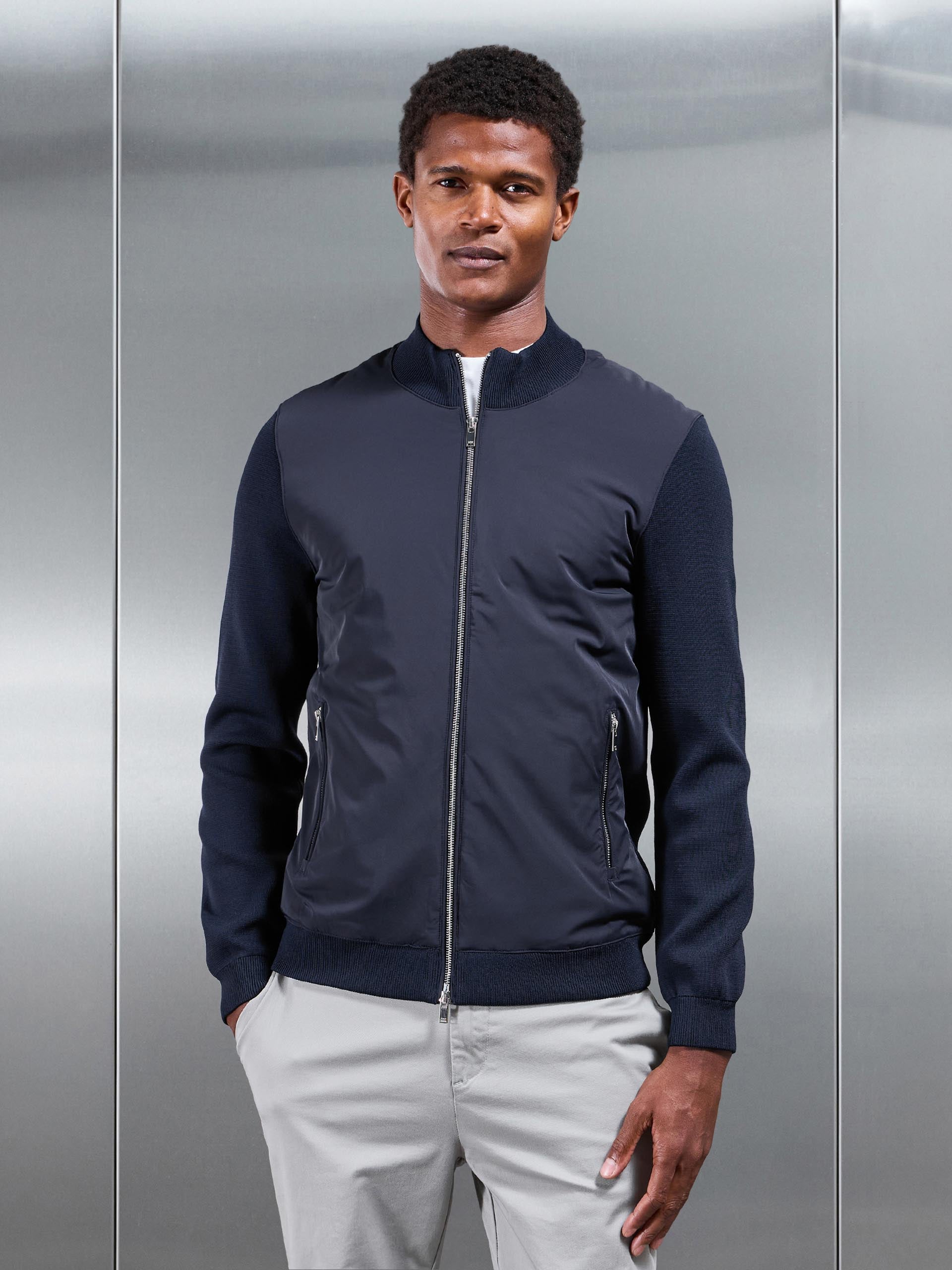 Hybrid Knitted Jacket in Navy