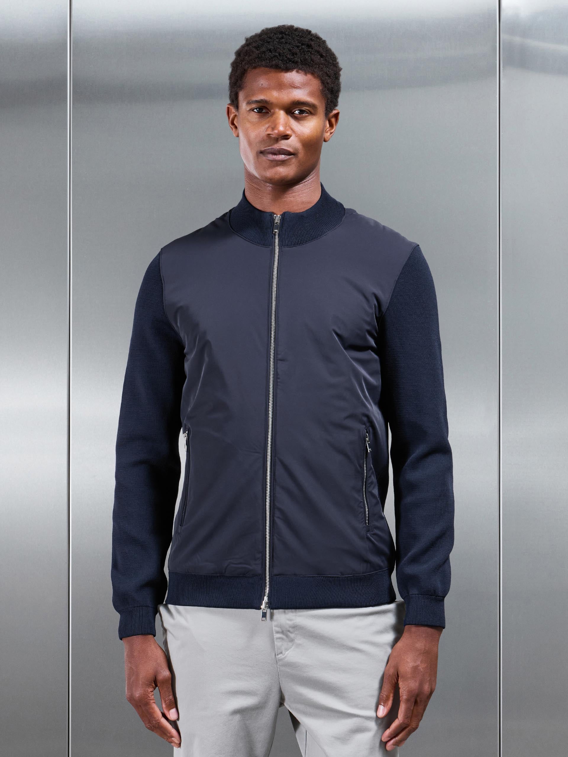 Hybrid Knitted Jacket in Navy