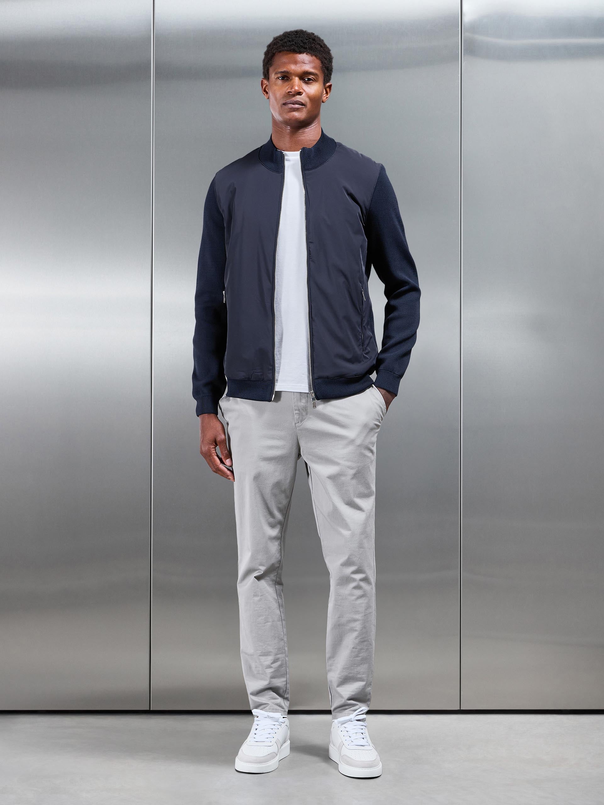 Hybrid Knitted Jacket in Navy | ARNE UK