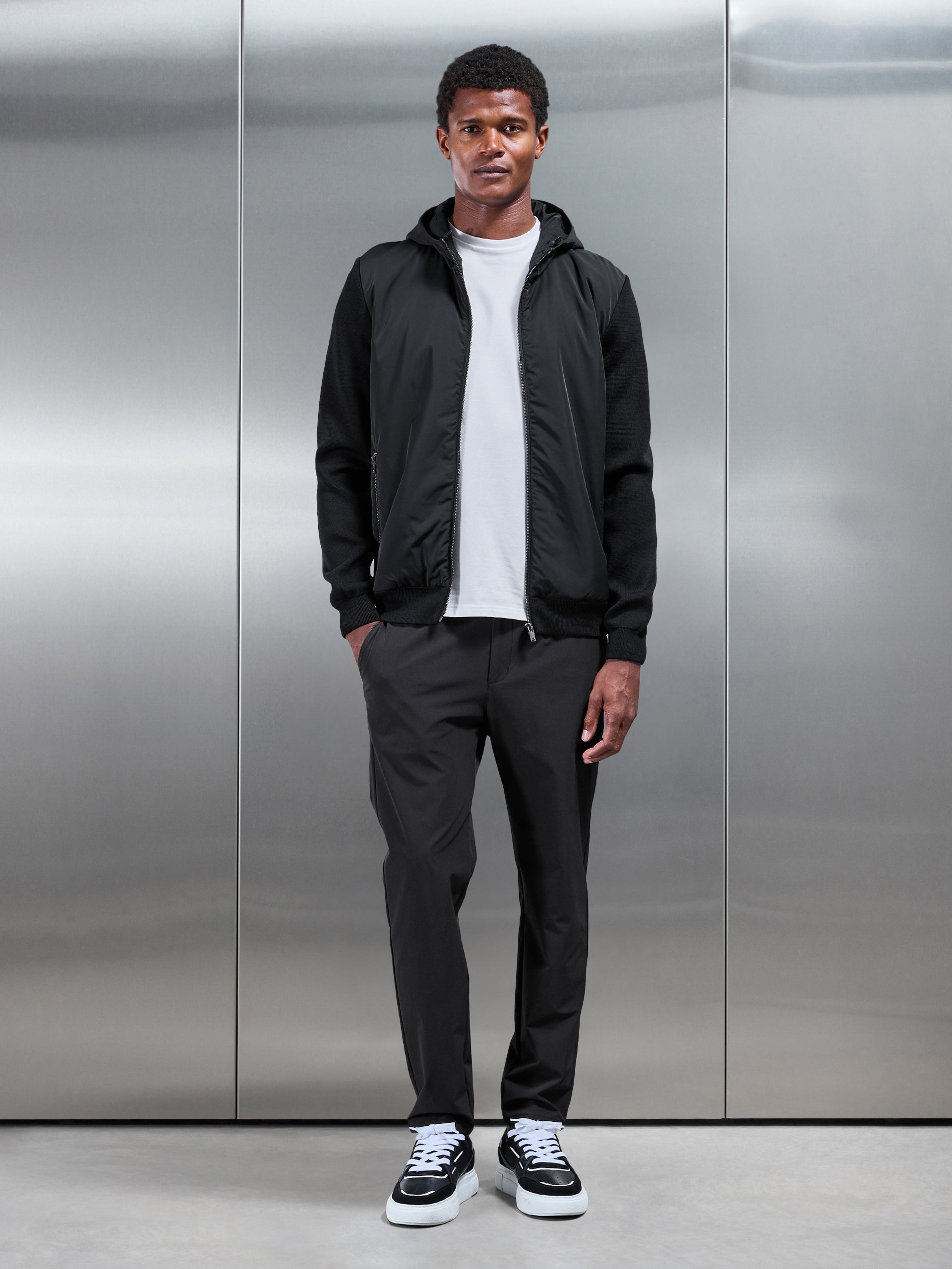 Hybrid Knitted Windbreaker in Black