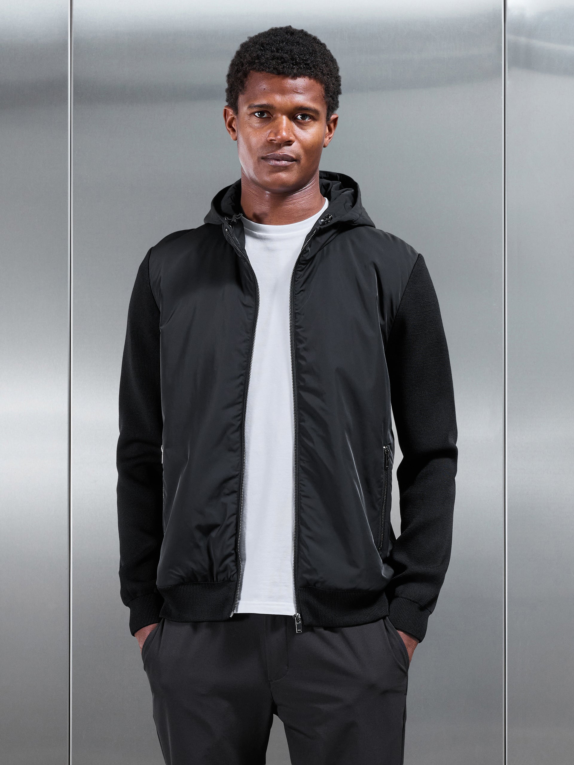 Hybrid Knitted Windbreaker in Black