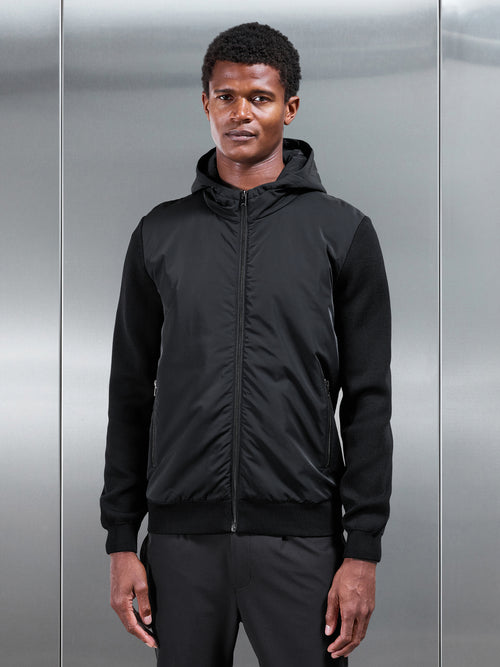 Hybrid Knitted Windbreaker in Black