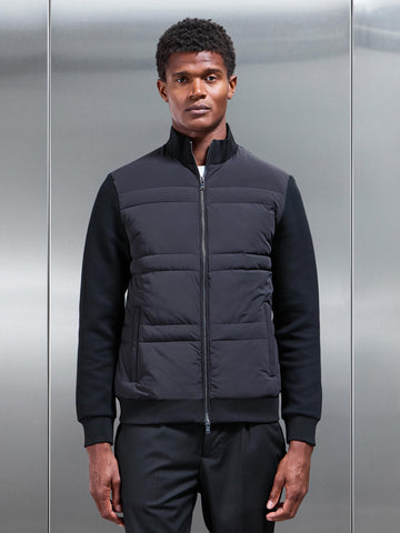 Hybrid Panel Puffer Jacket in Black