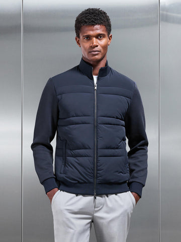 Hybrid Panel Puffer Jacket in Navy