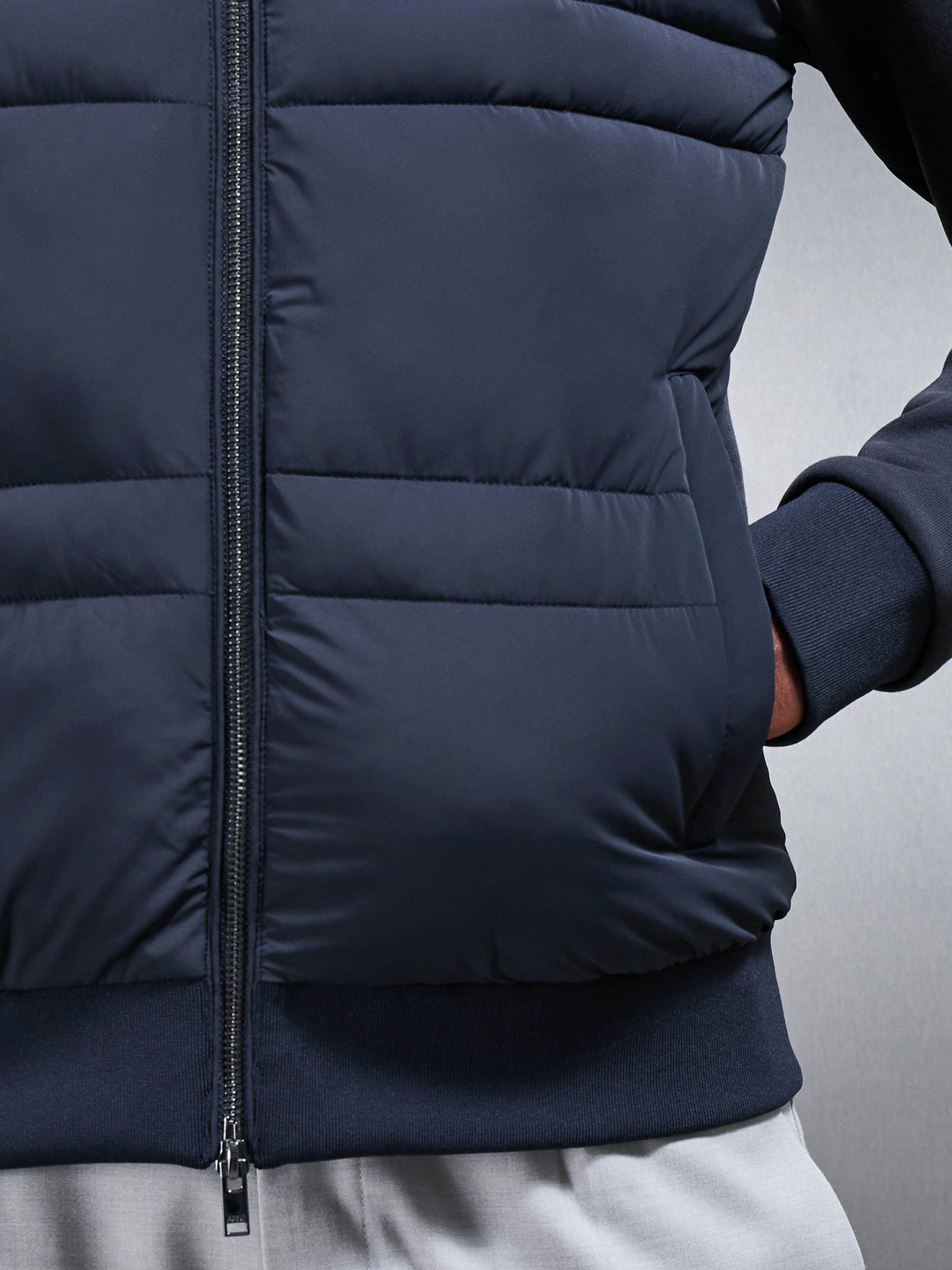 Hybrid Panel Puffer Jacket in Navy