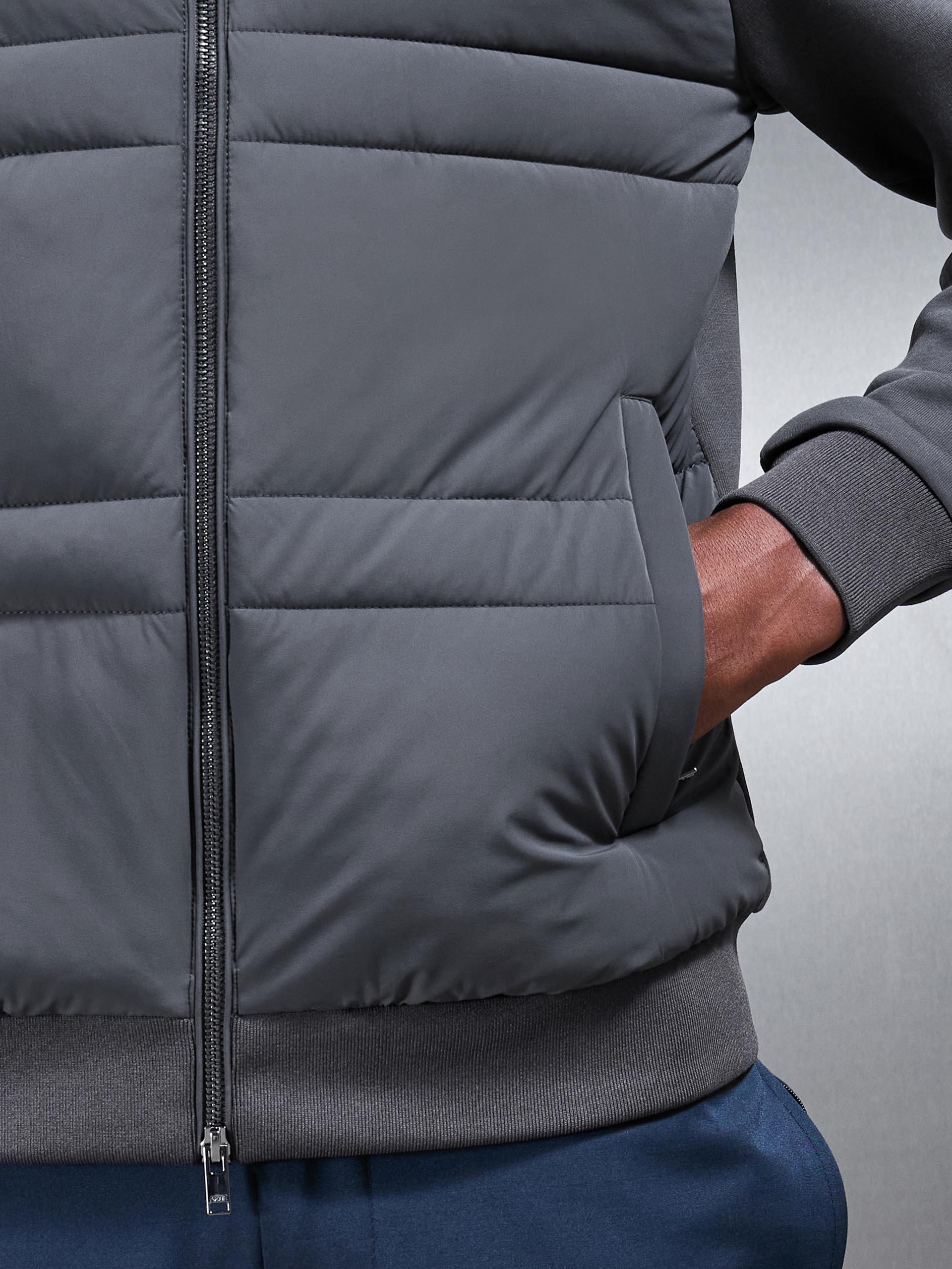 Hybrid Panel Puffer Windbreaker in Grey