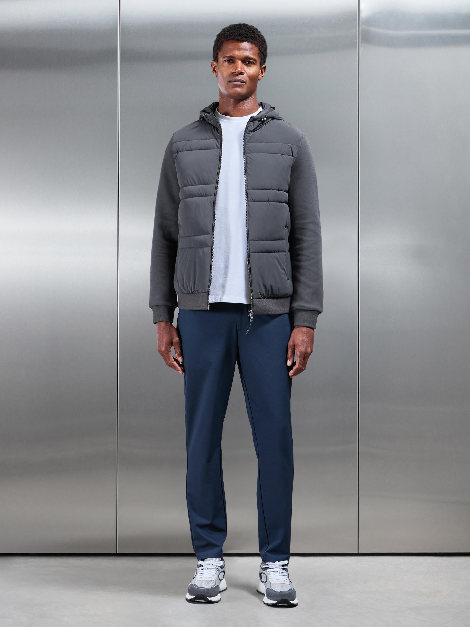 Hybrid Panel Puffer Windbreaker in Grey