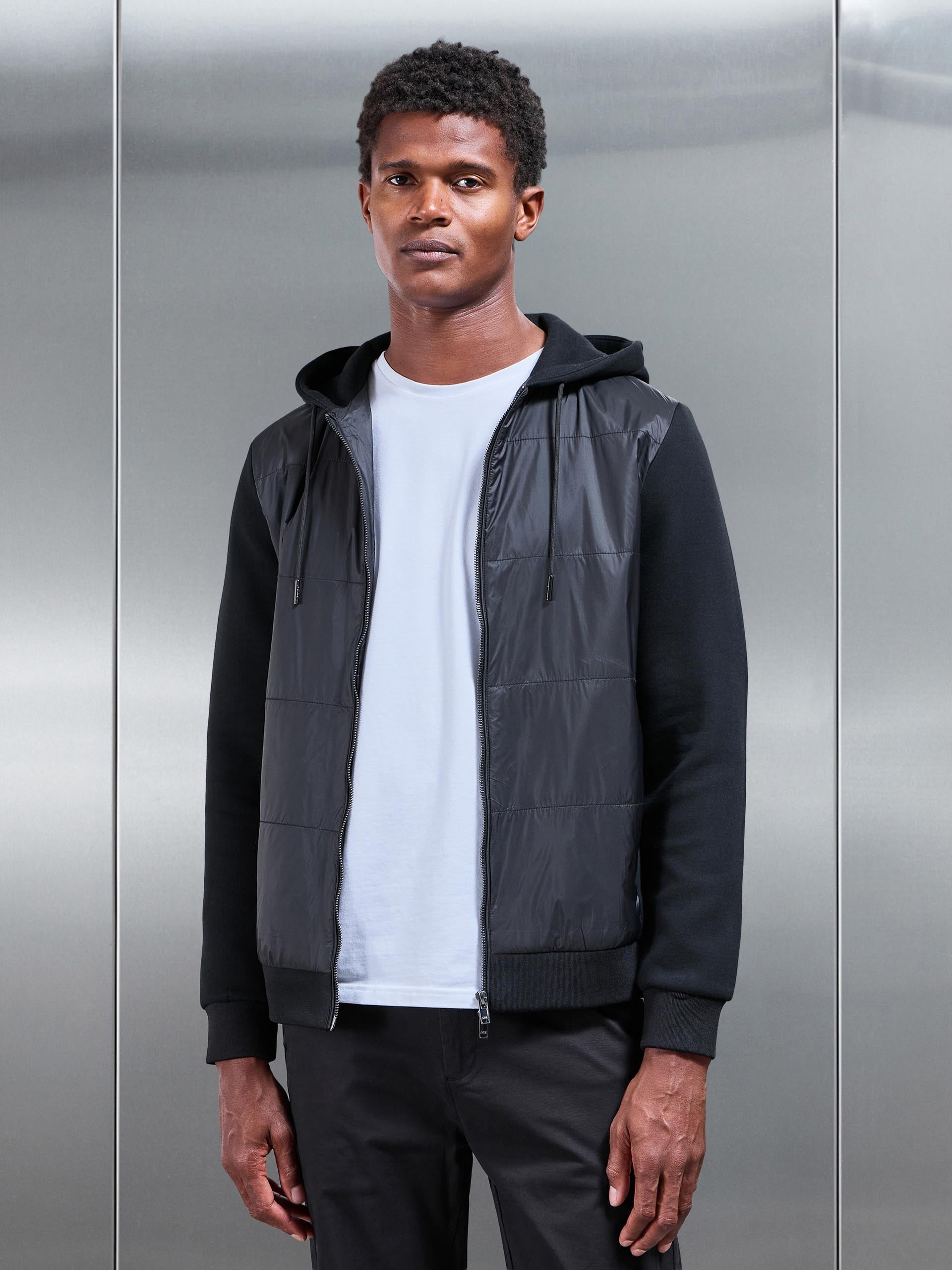 Hybrid Panel Windbreaker in Black