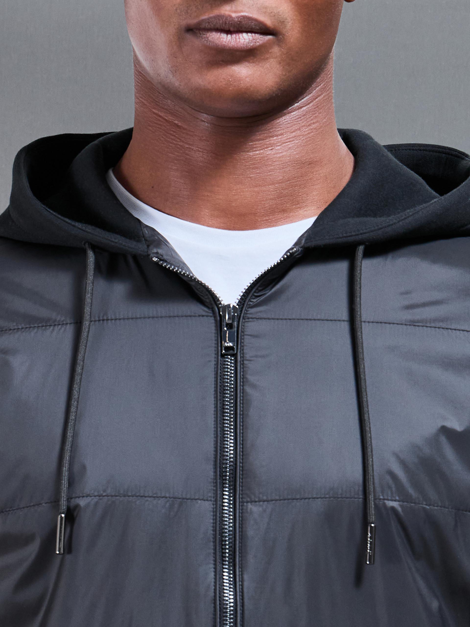 Hybrid Panel Windbreaker in Black