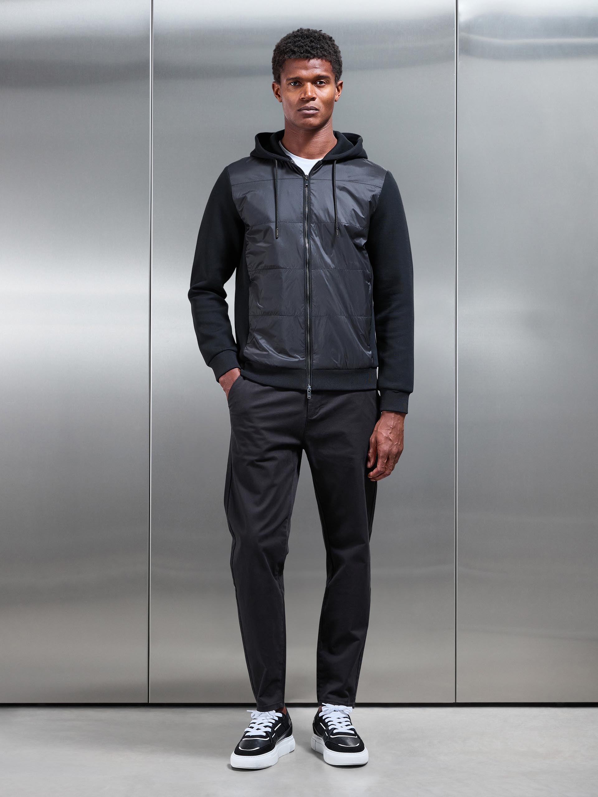 Hybrid Panel Windbreaker in Black