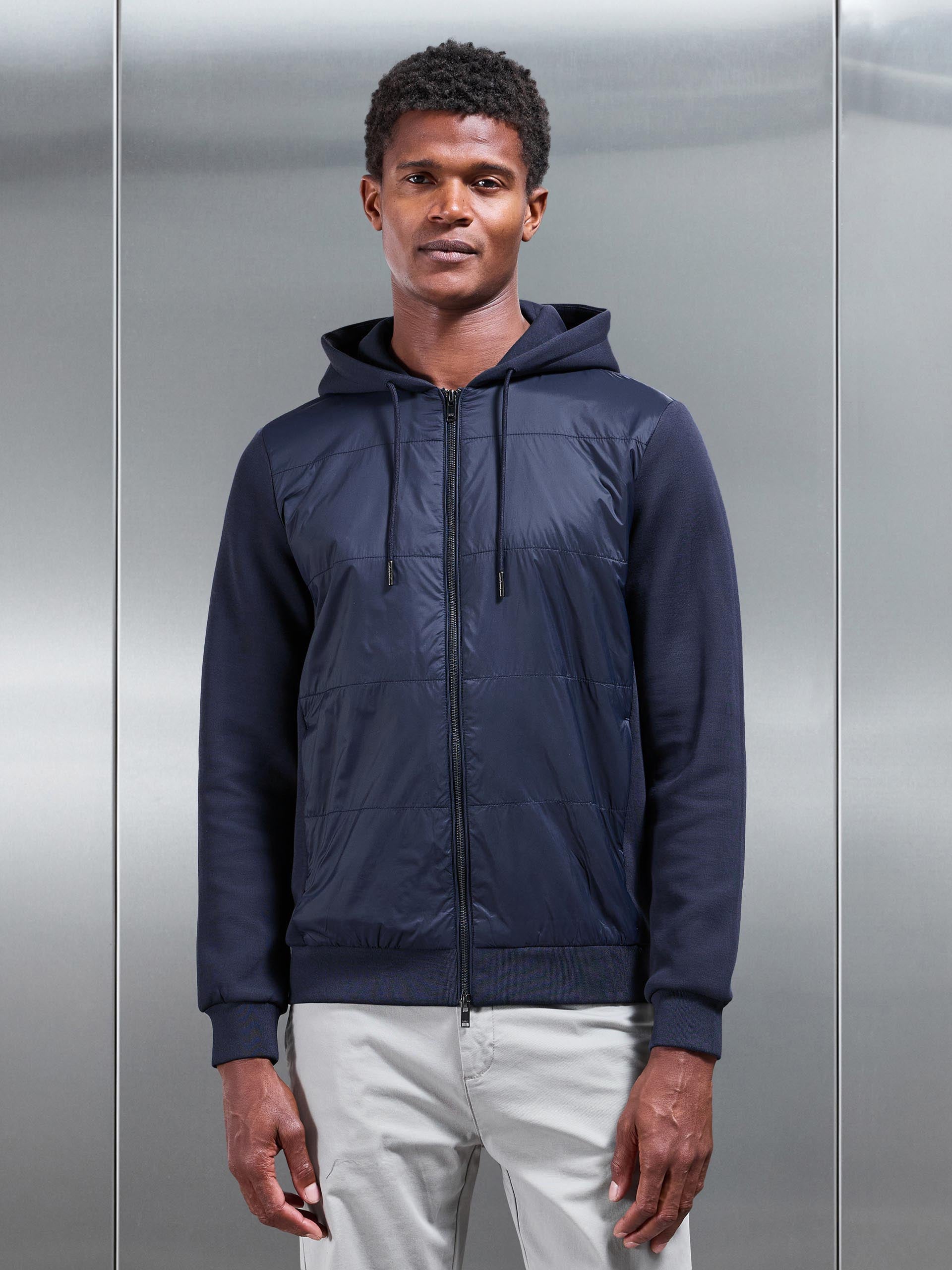 Hybrid Panel Windbreaker in Navy